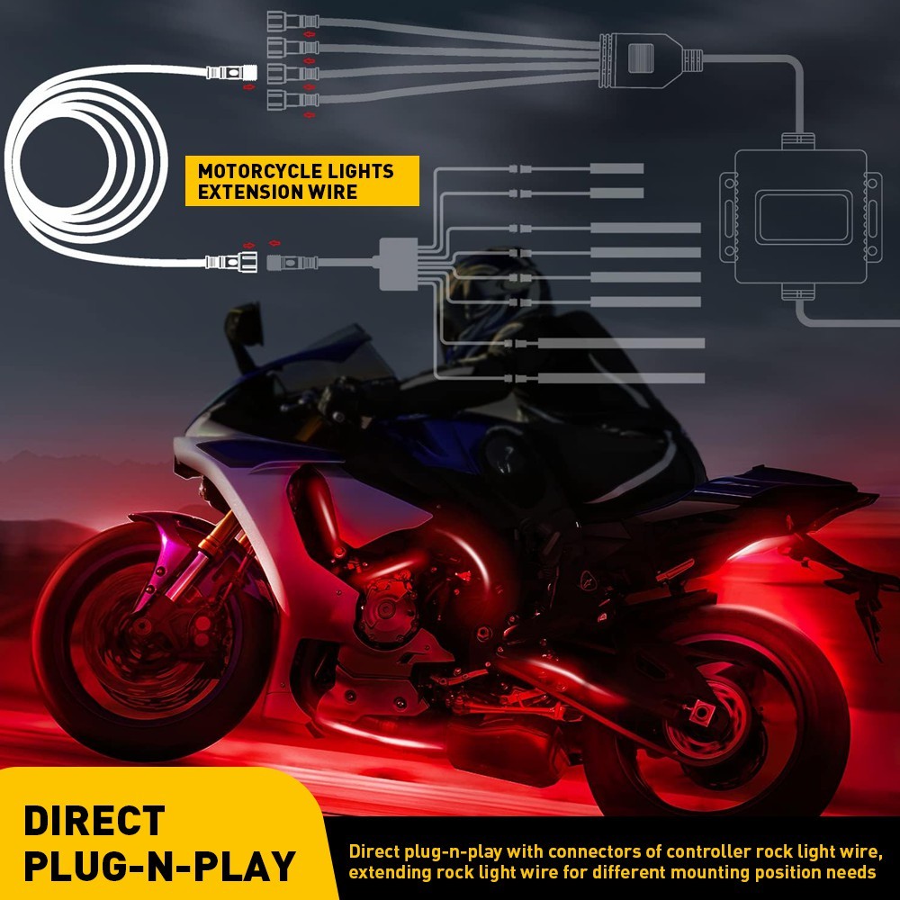 10Pcs 4 Pin 4.9ft RGB Rock lights Extension Wire Cable For LED Underbody Light