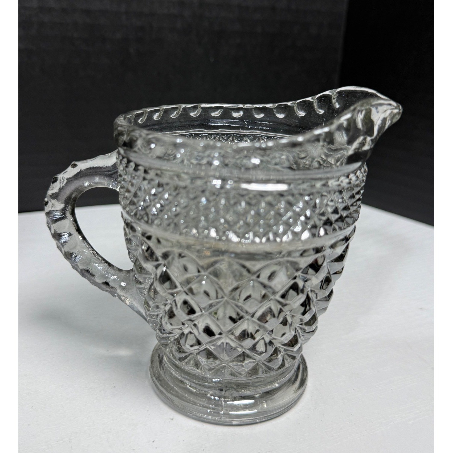 Vintage MCM Anchor Hocking Wexford Gray Creamer Pressed Glass 1960's