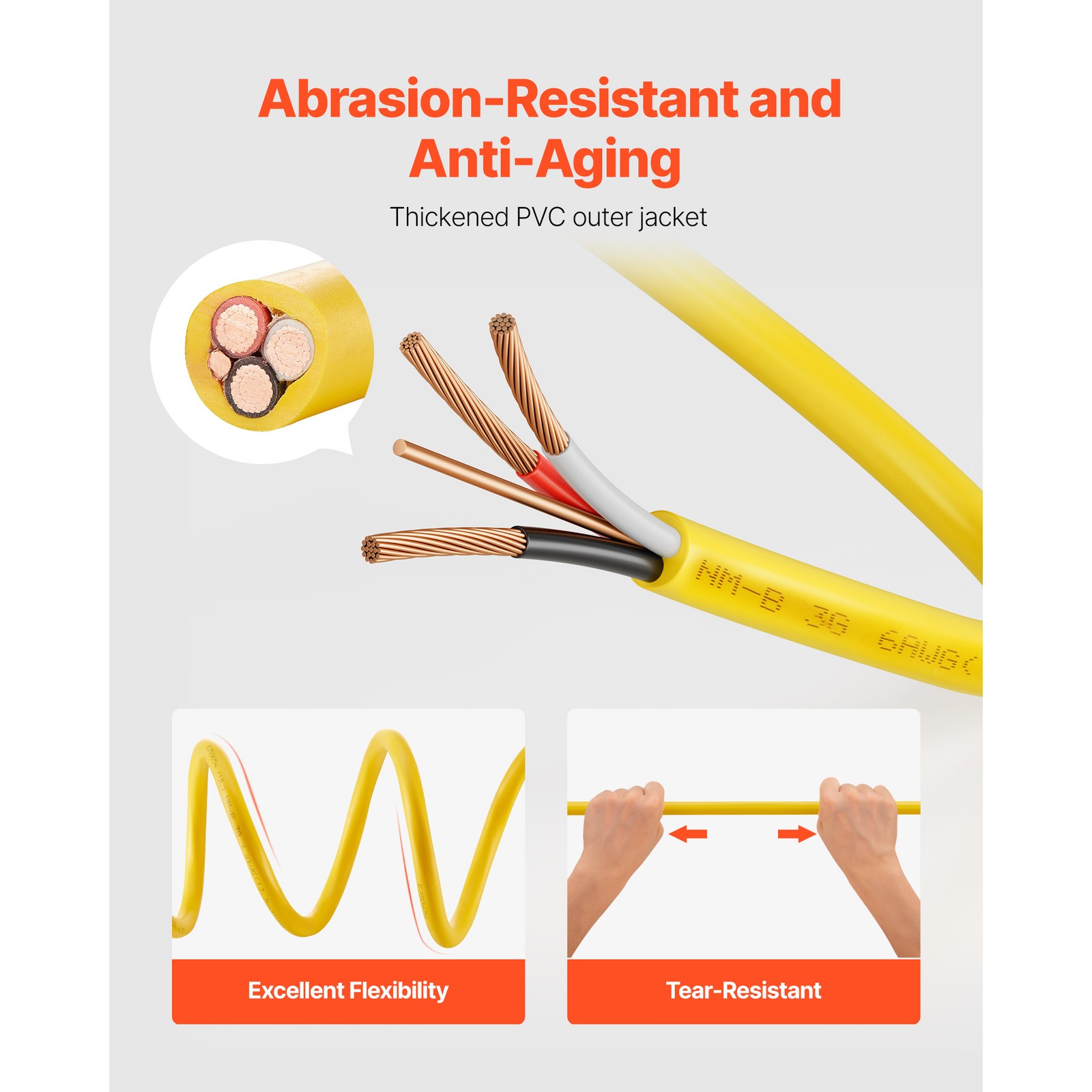 NM-B Wire 6AWG/3C Copper Core Cable 50 ft Electrical Wire with Ground