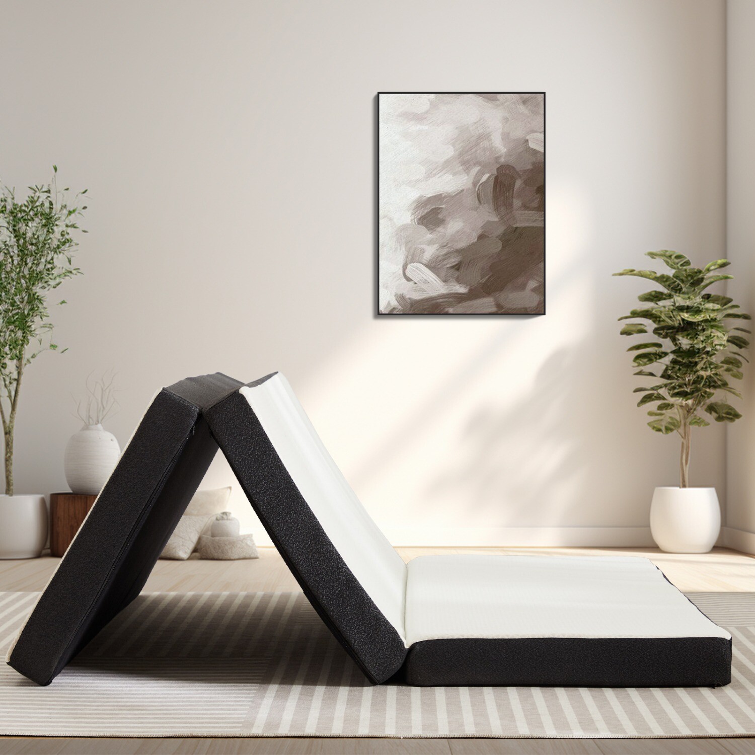 4" Tri-fold Memory Foam Mattress, Foldable Portable Floor Bed,Washable Cover