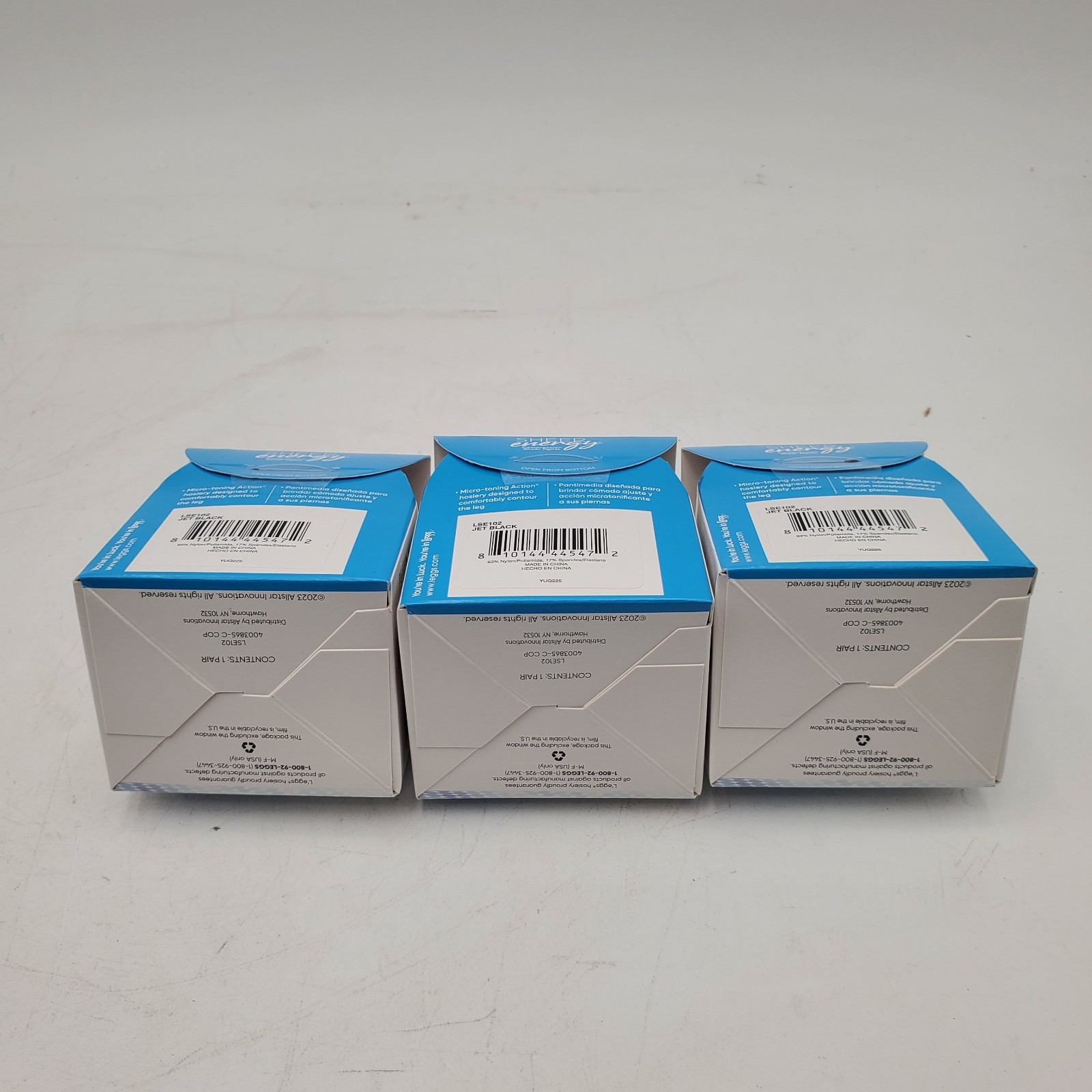 3 Pairs Leggs Sheer Energy Q+ Queen Plus XXL Jet Black Pantyhose Sheer Panty