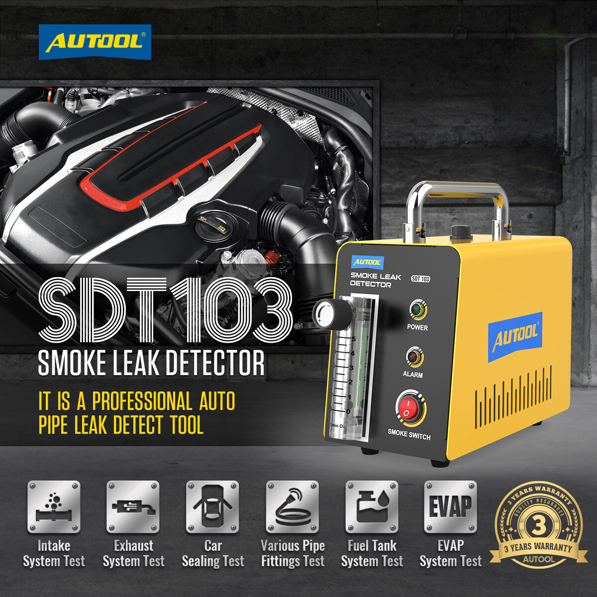 EVAP Smoke Machine Leak Detector Automotive Fuel Pipe System Vacuum Smoke Tester