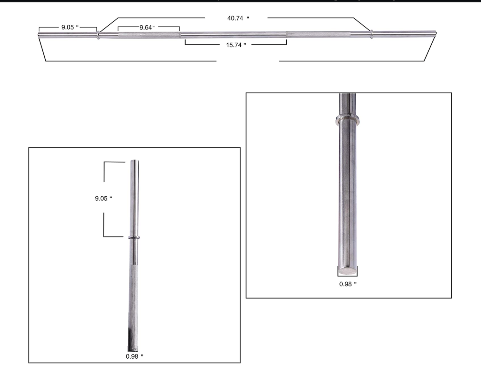 Fitness Weight Bar 5FT Barbell 1 Inch Solid Chrome Workout Exercise Lifting