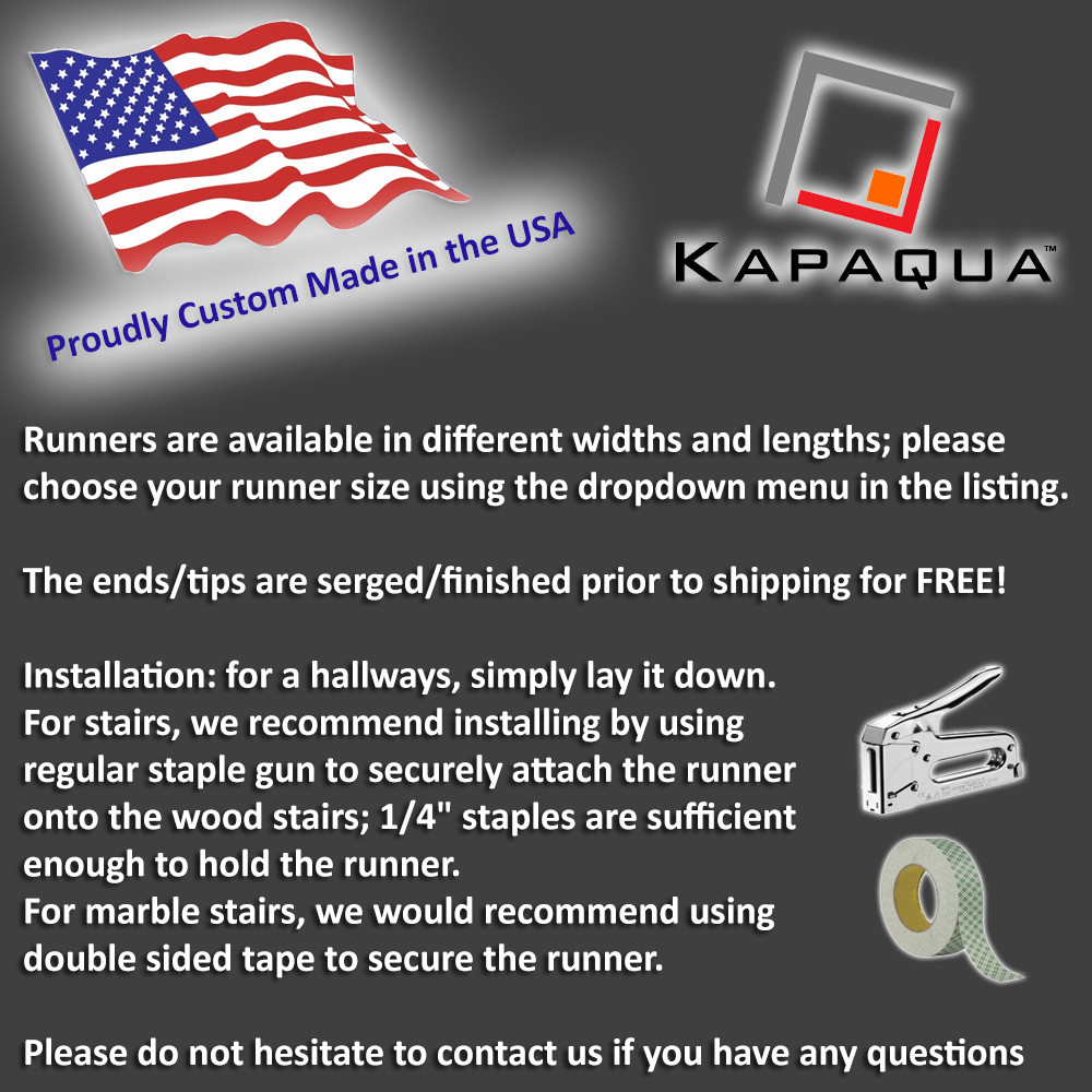 Custom Size Stair Hallway Runner Rug Non Slip Rubber Back Multicolor Tiles 3D