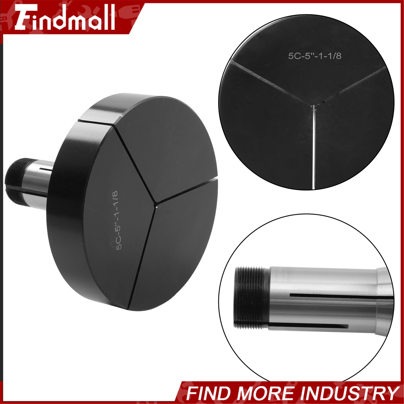 Findmall 5 Inch 5C Step Collet 1-1/8 Bore Precision Ground Steel Lathe Tool