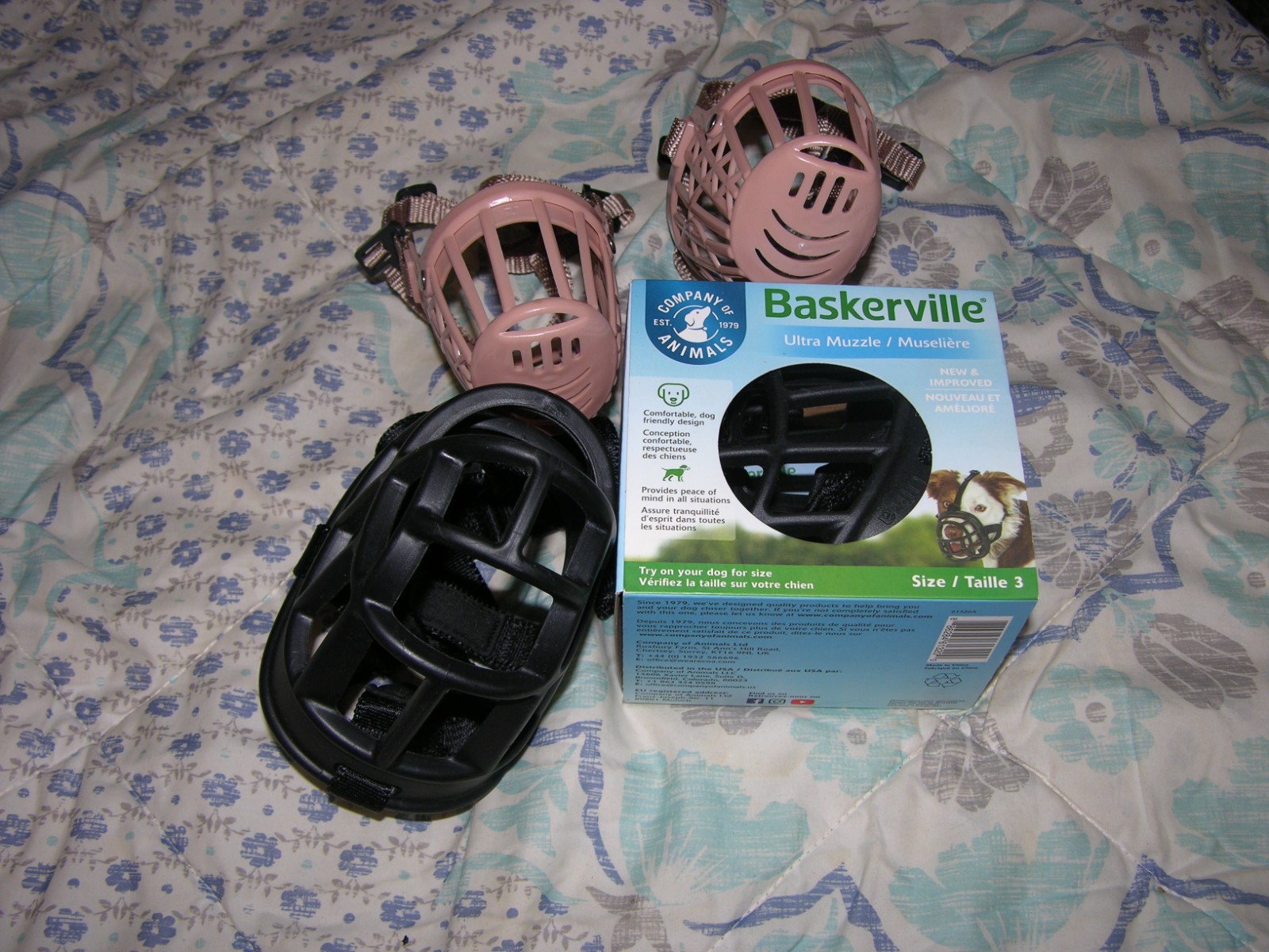Lot of 4 Dog Muzzles -- 2x Baskerville sizes 4 & 3 -- 2x smaller size