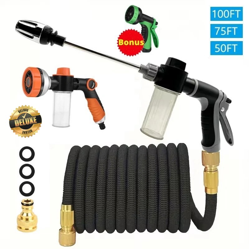 4X Stronger Deluxe Expandable Flexible Garden Hose Water Hose 25, 50, 75, 100FT