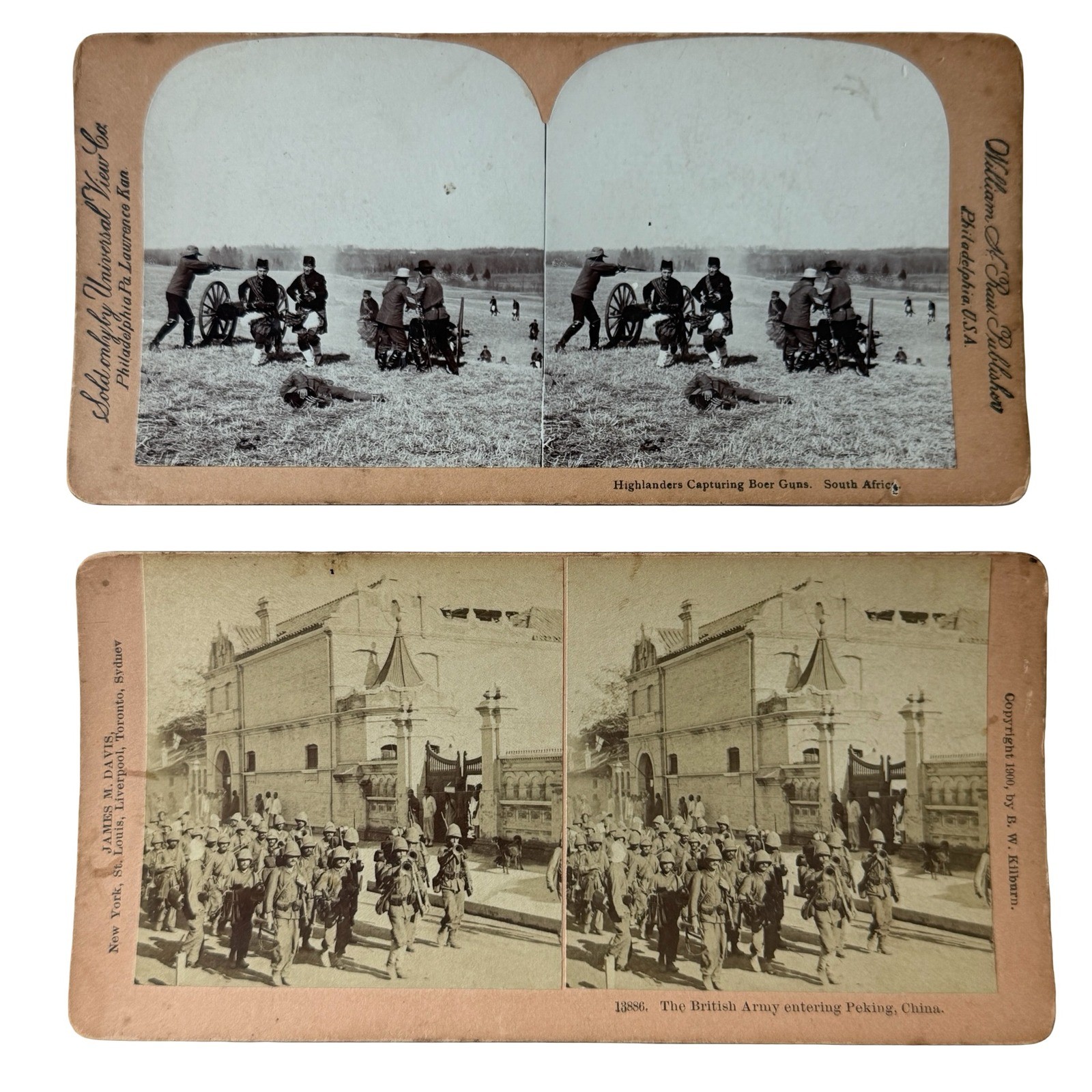 Lot of 14 Antique Stereoview Boer War Boxer Rebellion China Underwood Kilburn