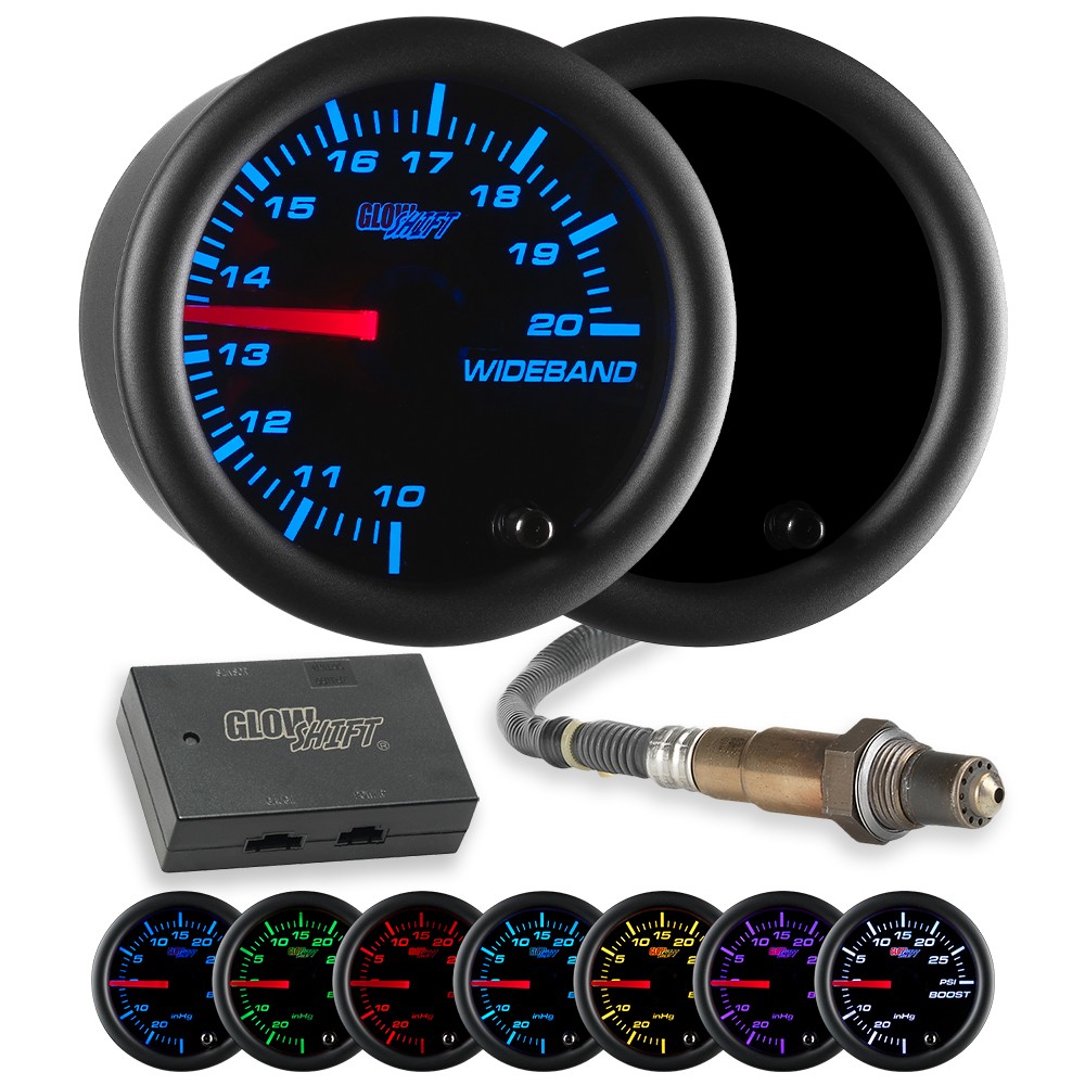 52mm GlowShift Tinted 7 Color Needle Wideband Air/Fuel Ratio Gauge Bosch Sensor