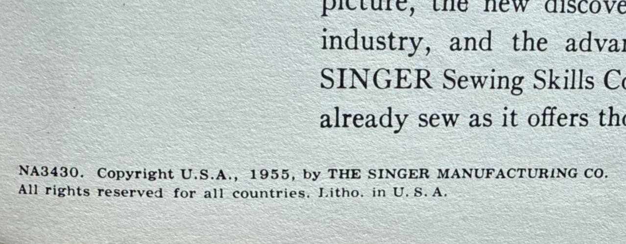 Vintage Singer Sewing Skills Reference Book 1955