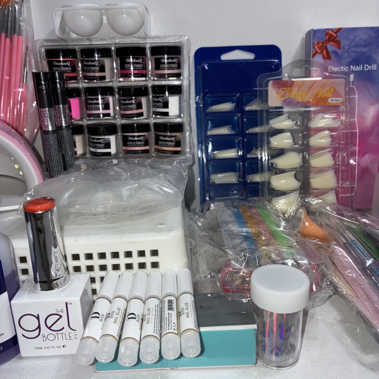 Bundle Of Acrylic Nails, Powders, Glue & More