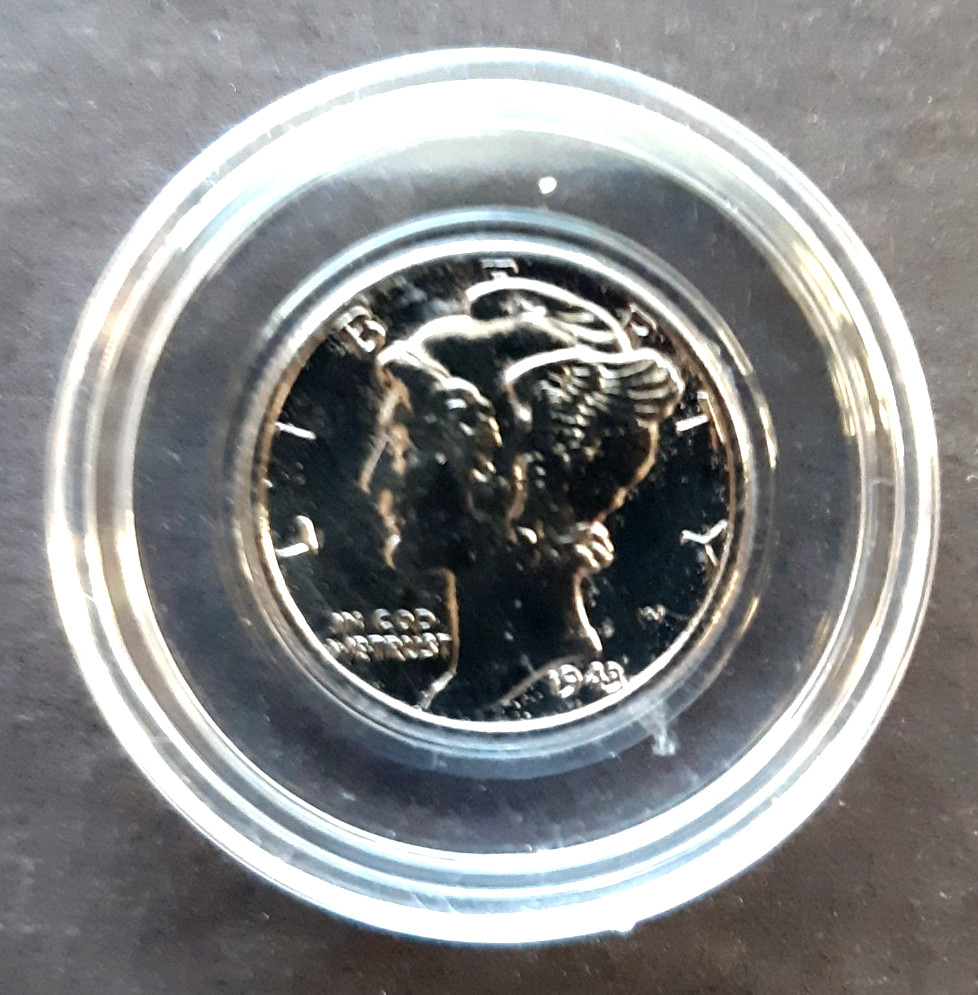 🔥US 1940 Mint BU SILVER MERCURY DIME ~ Clad with Black RUTHENIUM ~ Includes COA