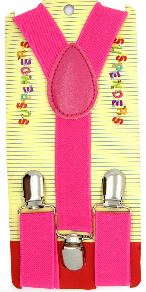 Babies, Boys, and Girls Clip-on "Dark Pink"  Y-Back Elastic Children Suspender