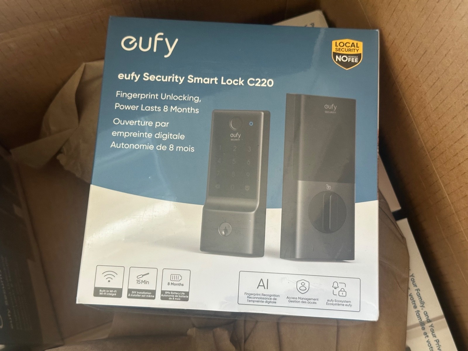 NEW eufy Smart Lock C220 Fingerprint Keyless Entry Door Lock Wi-Fi Deadbolt