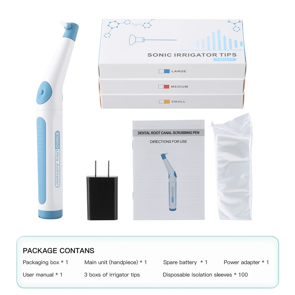 AZDENT Dental Endo Ultrasonic Sonic Activator Root Canal Irrigator+60 Tips
