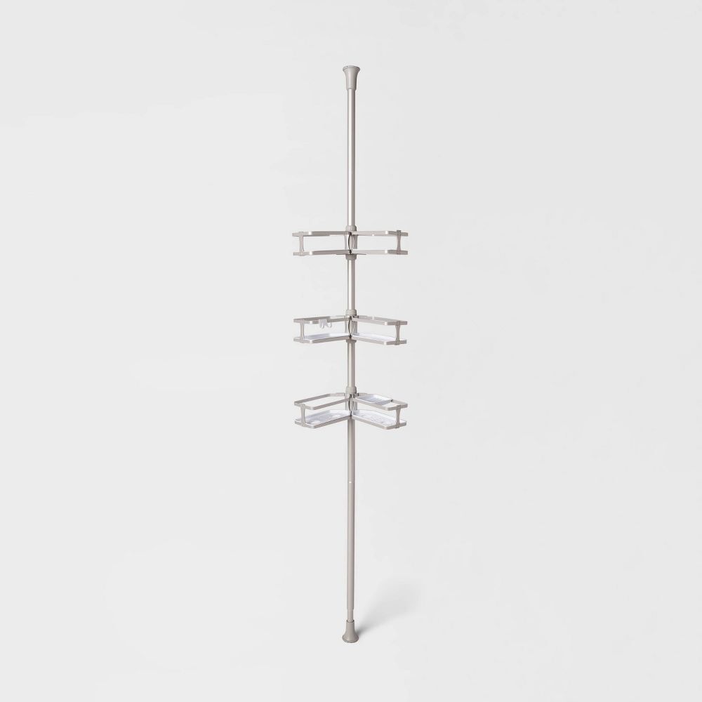 Threshold Tension Pole Aluminum Shower Caddy Bathroom Corner Shelf Organizer
