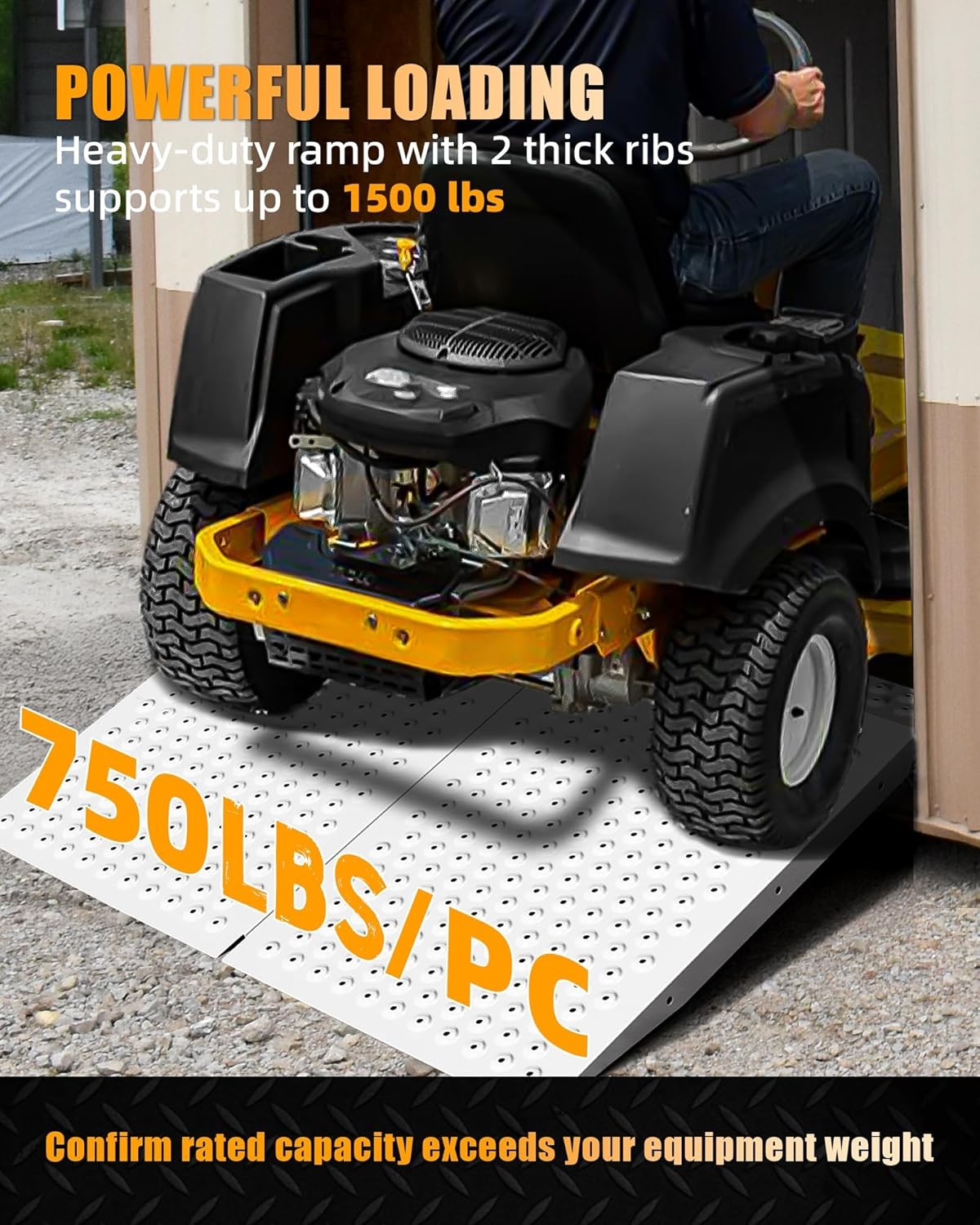 VNN 36" x 48" Shed Ramp for Riding Mower & Lawn Anti-Slip Punch Plate Ramp 1/2PC