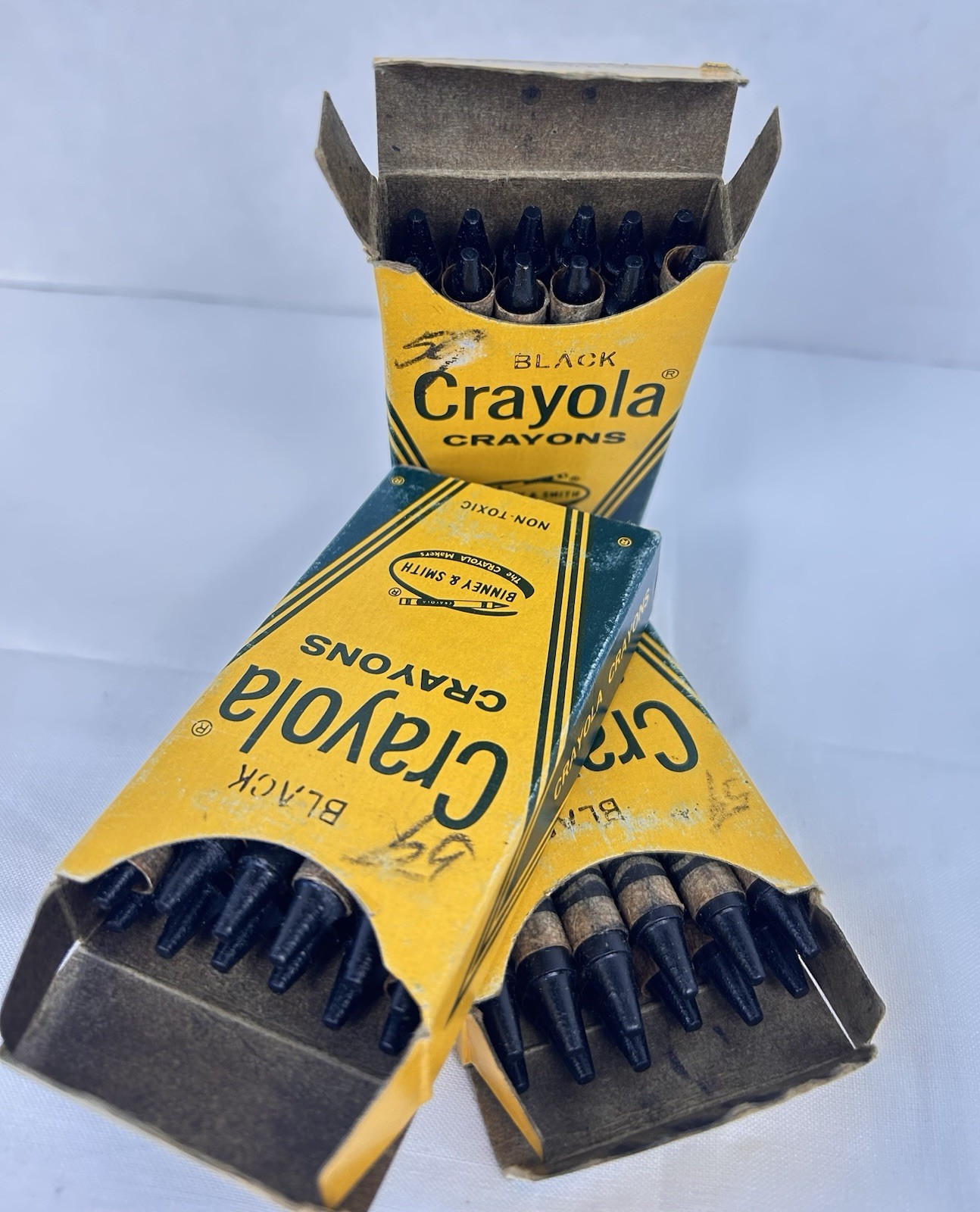 Vintage Binney & Smith Crayola Black Crayons #836 12/Box Lot of 3 New Old Stock