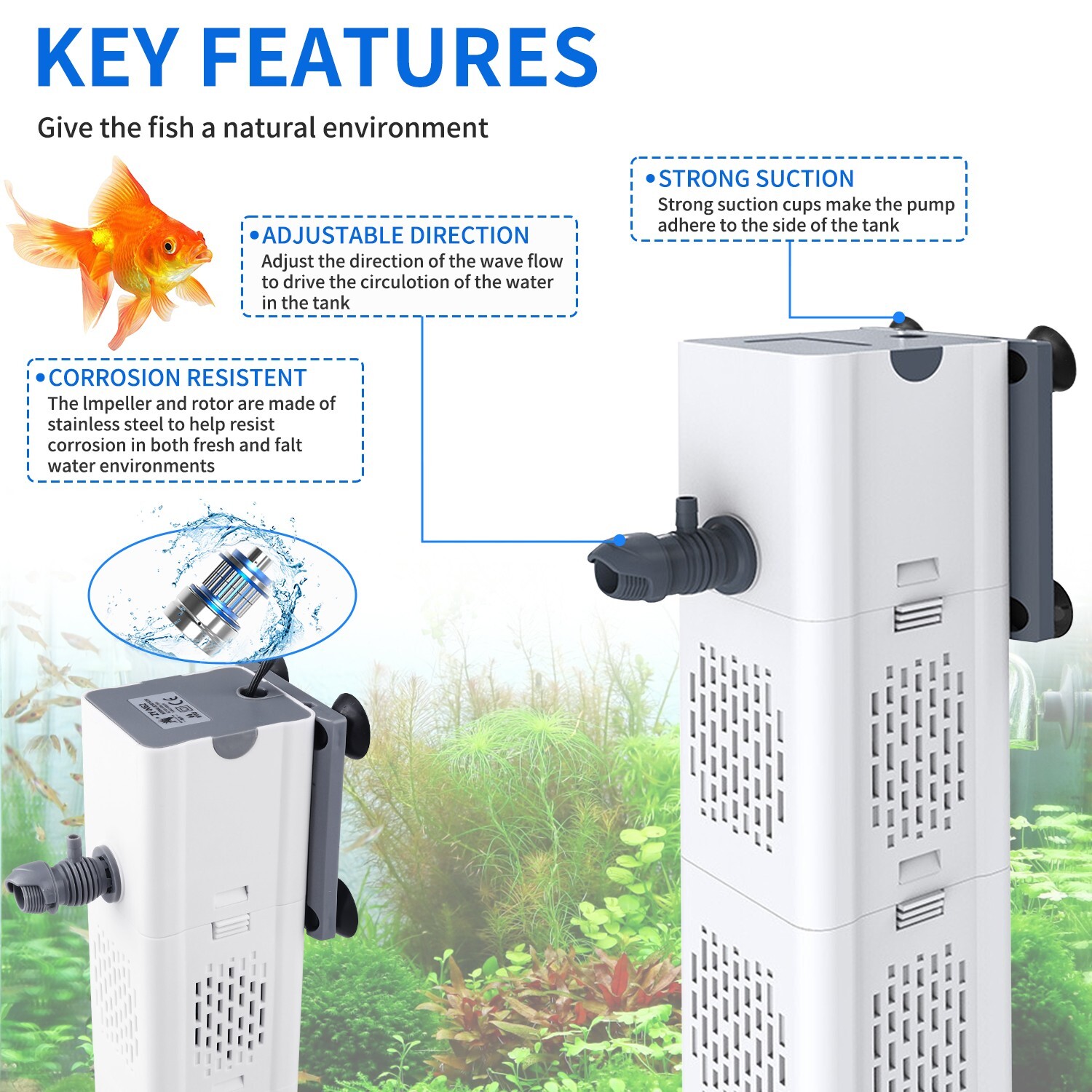 90 GALLON Internal Aquarium Fish Tank Canister 475 GPH Filter Water Filtration