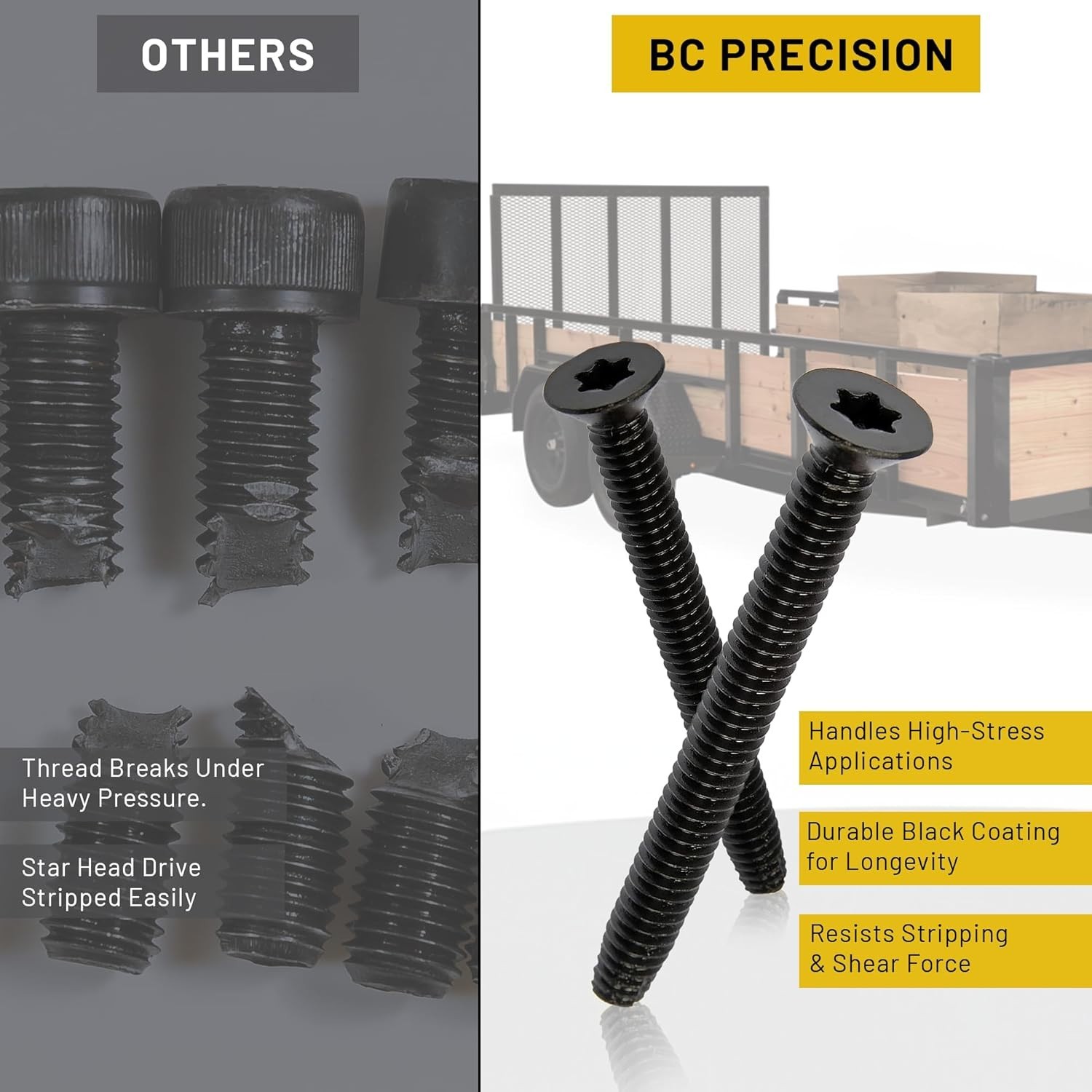 5/16-18 x 2-1/2” (300 Qty) Black Flat Head Trailer Deck Screws (BCP 1230)