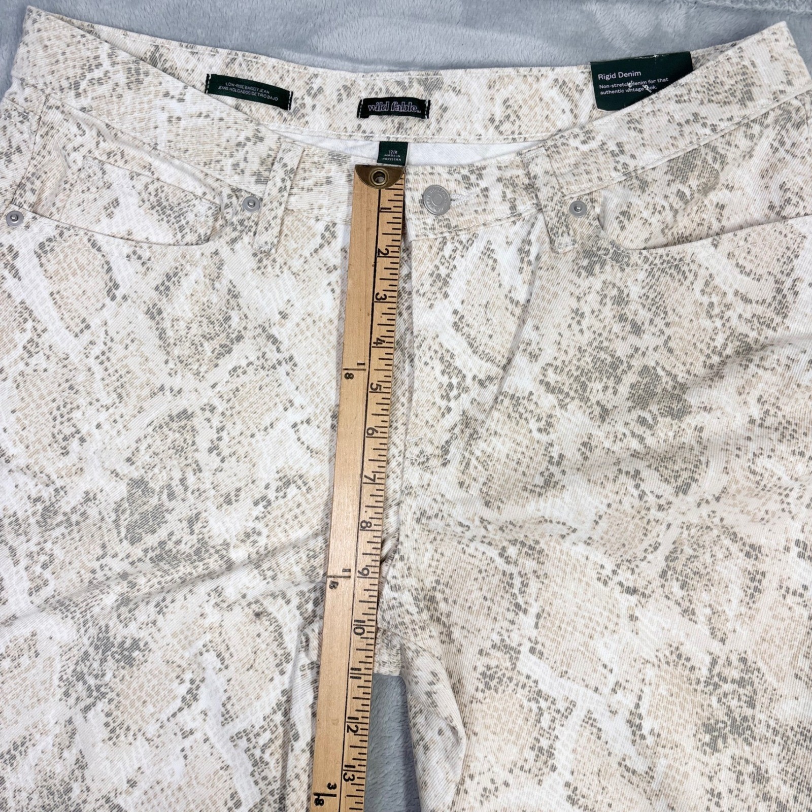 Wild Fable Low-Rise Baggy Jeans 12/31 Light Snakeskin Rigid Denim Tan Cream NWT
