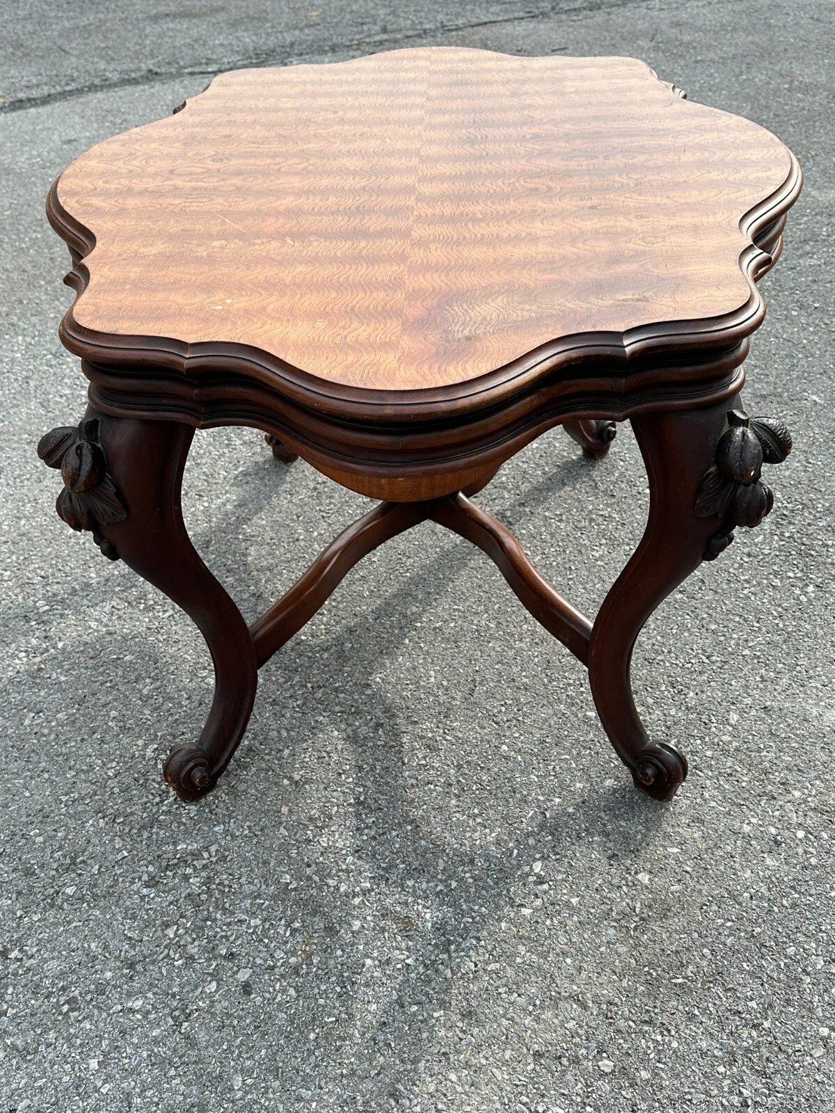 antique carved victorian parlor table center stand 1870 clean turtle top