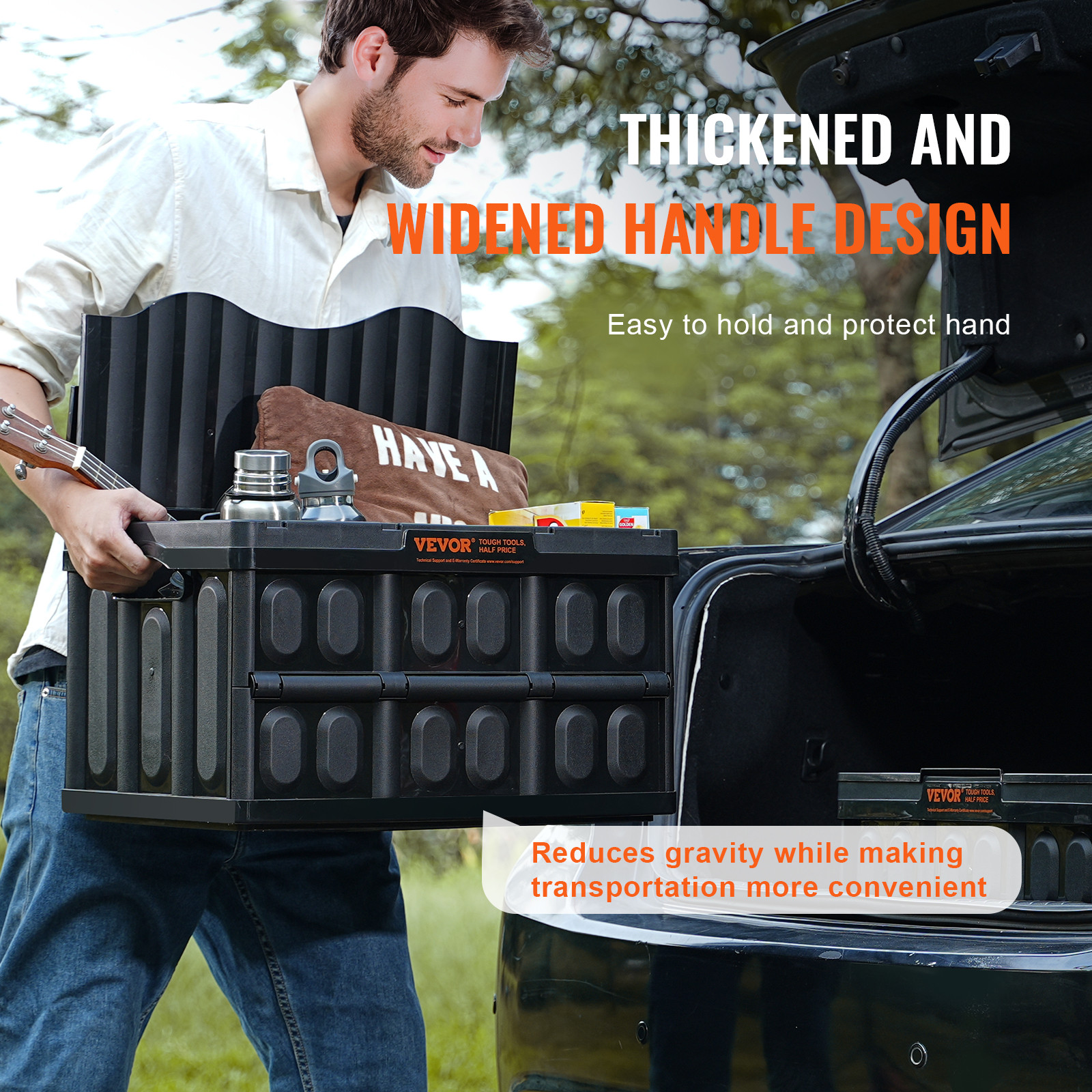 VEVOR Collapsible Storage Bins with Lids Folding Stackable Containers 45L 3-Pack