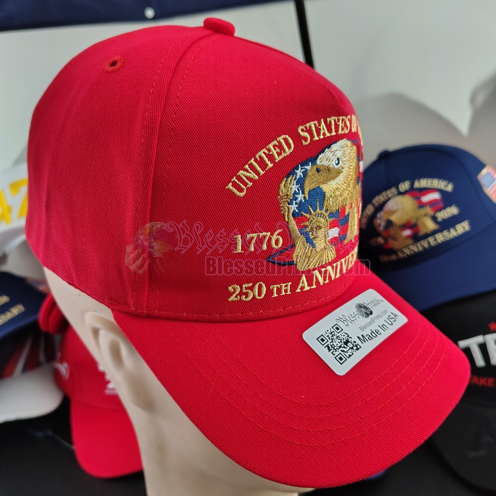 USA 250th Anniversary Hat Cap Eagle 1776 2026 RED Veteran Gift Made In USA V1.0