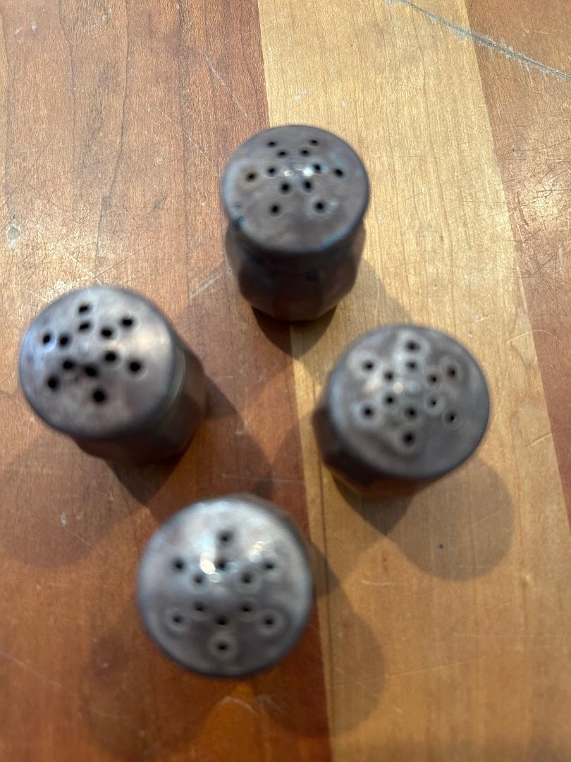 4 Sterling Silver Mini Salt & Pepper Shakers 3 marked USA 1 marked EL-SIL-CO