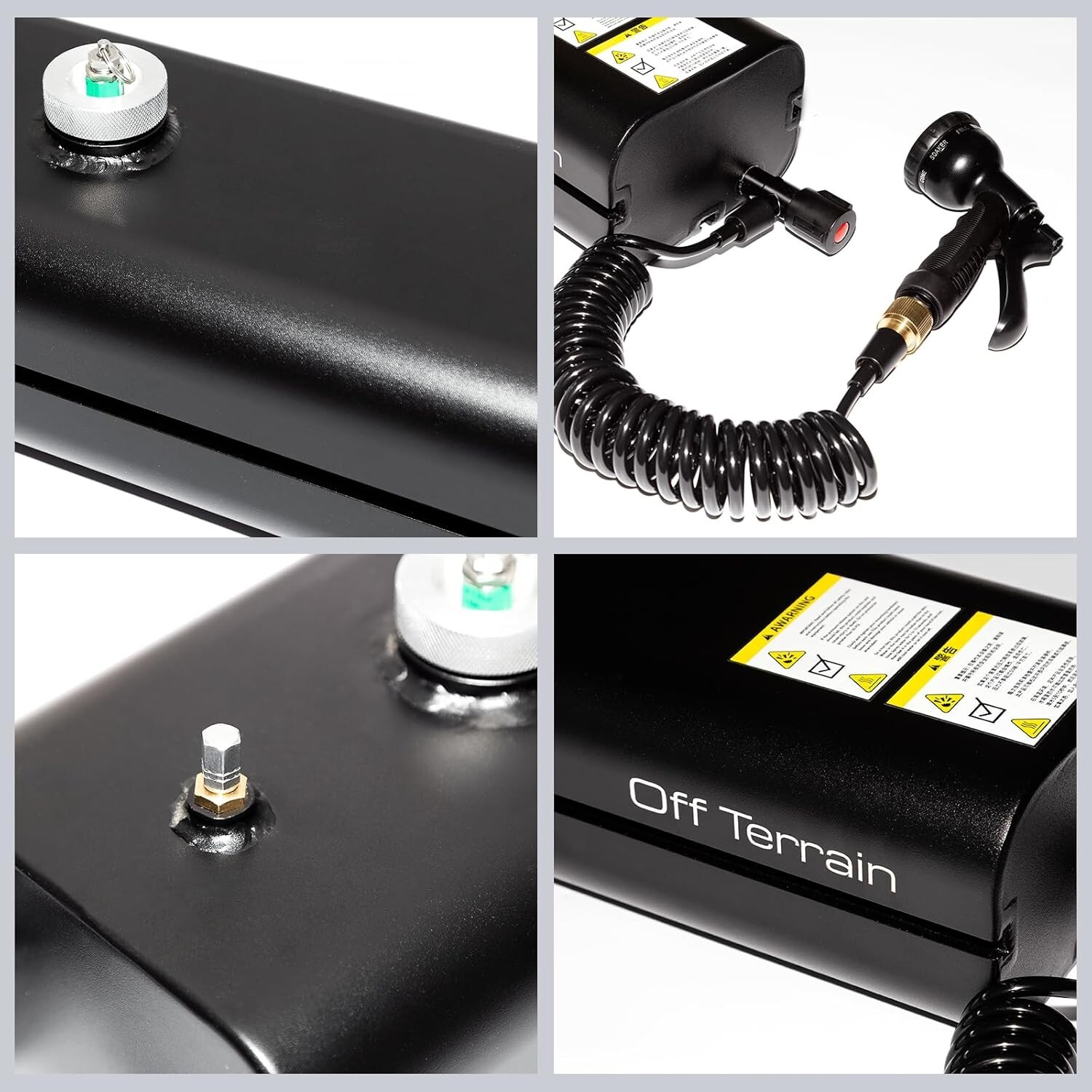 Off Terrain Pressurized Shower Water Tank 8 GL, Solar Heated, for Camping