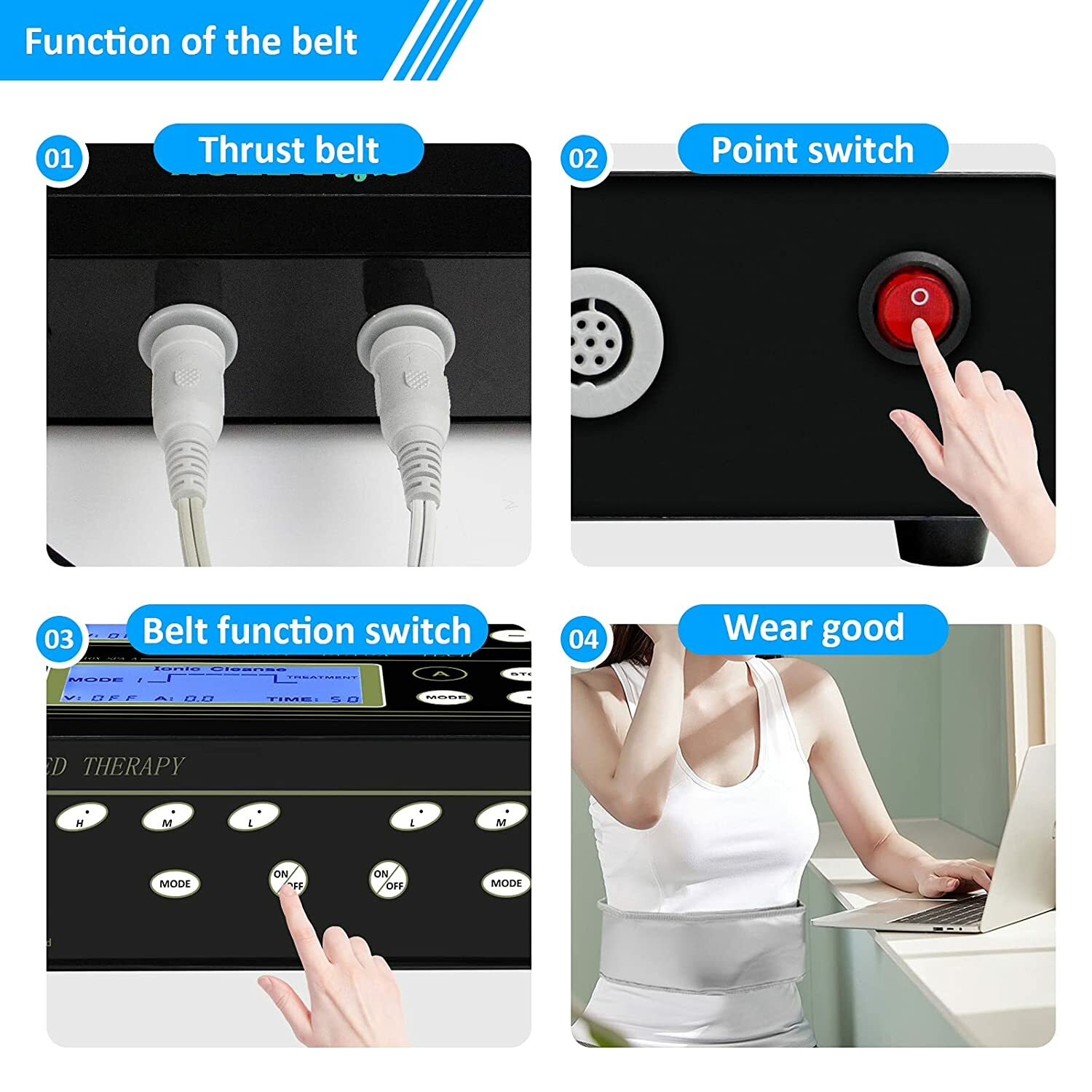 Dual Detox Ionic Foot Bath Spa Cleanse Massage Machine w/ Infrared Belt Home