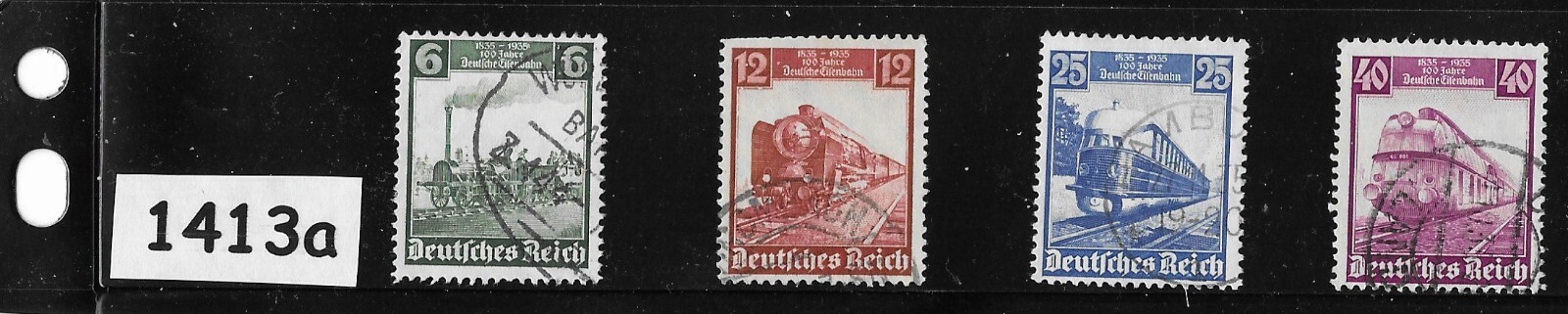 Stamp set 459-462 / Vintage Trains / WWII Germany / Third Reich / 1935   #1413a