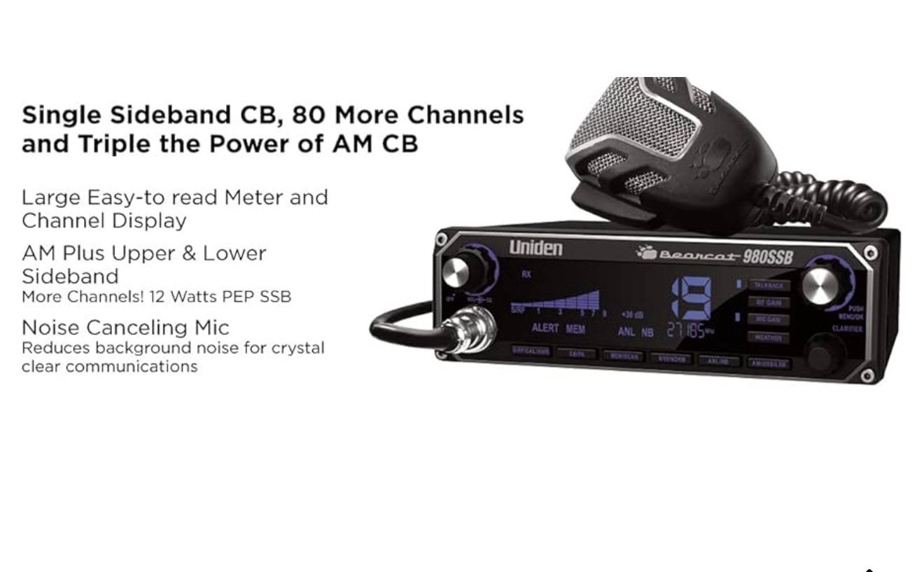 Uniden Bearcat 980SSB CB Radio Noise Canceling Mic 80CH AM/USB/LSB Weather
