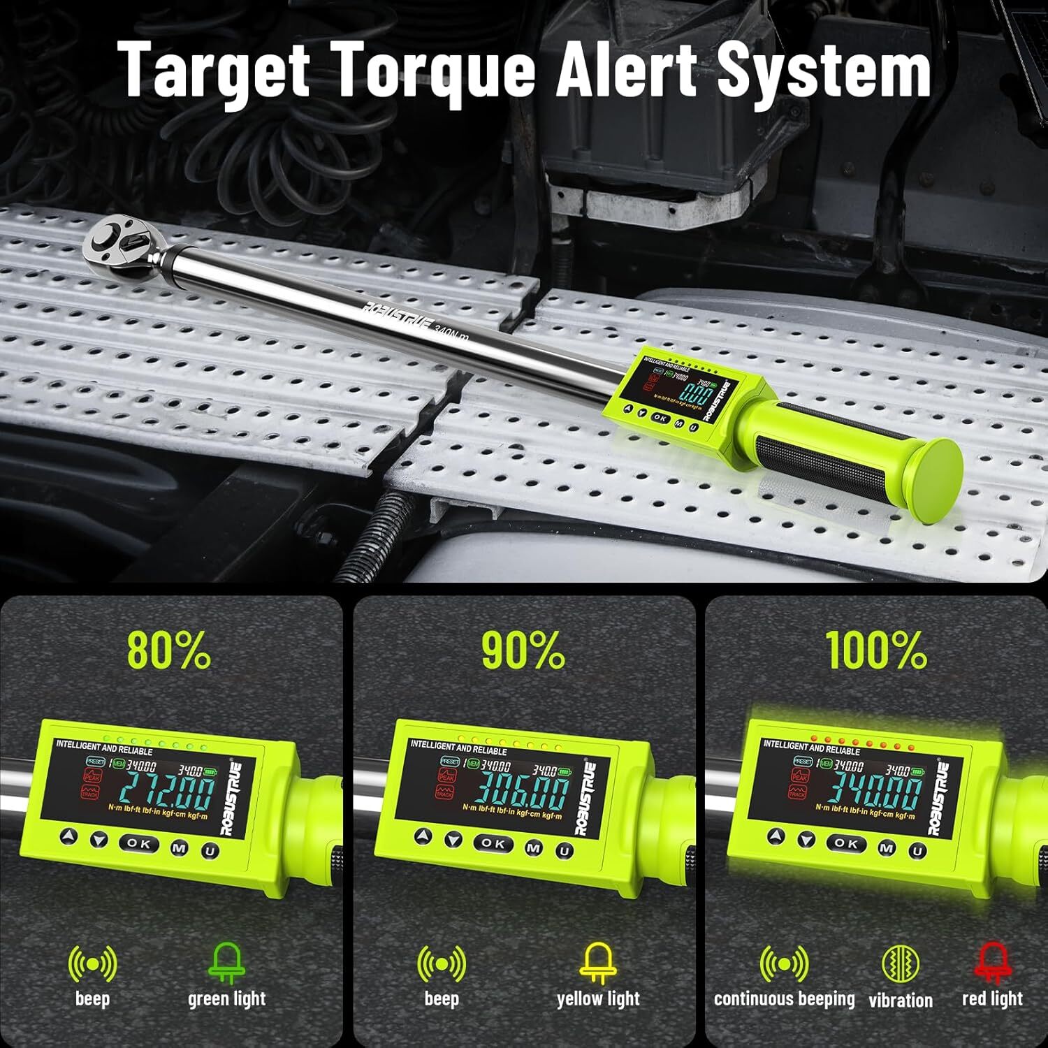 1/2" Digital Torque Wrench 12.5-250.8ft-lb/17-340Nm&±2% 500Data Memory&10 Preset