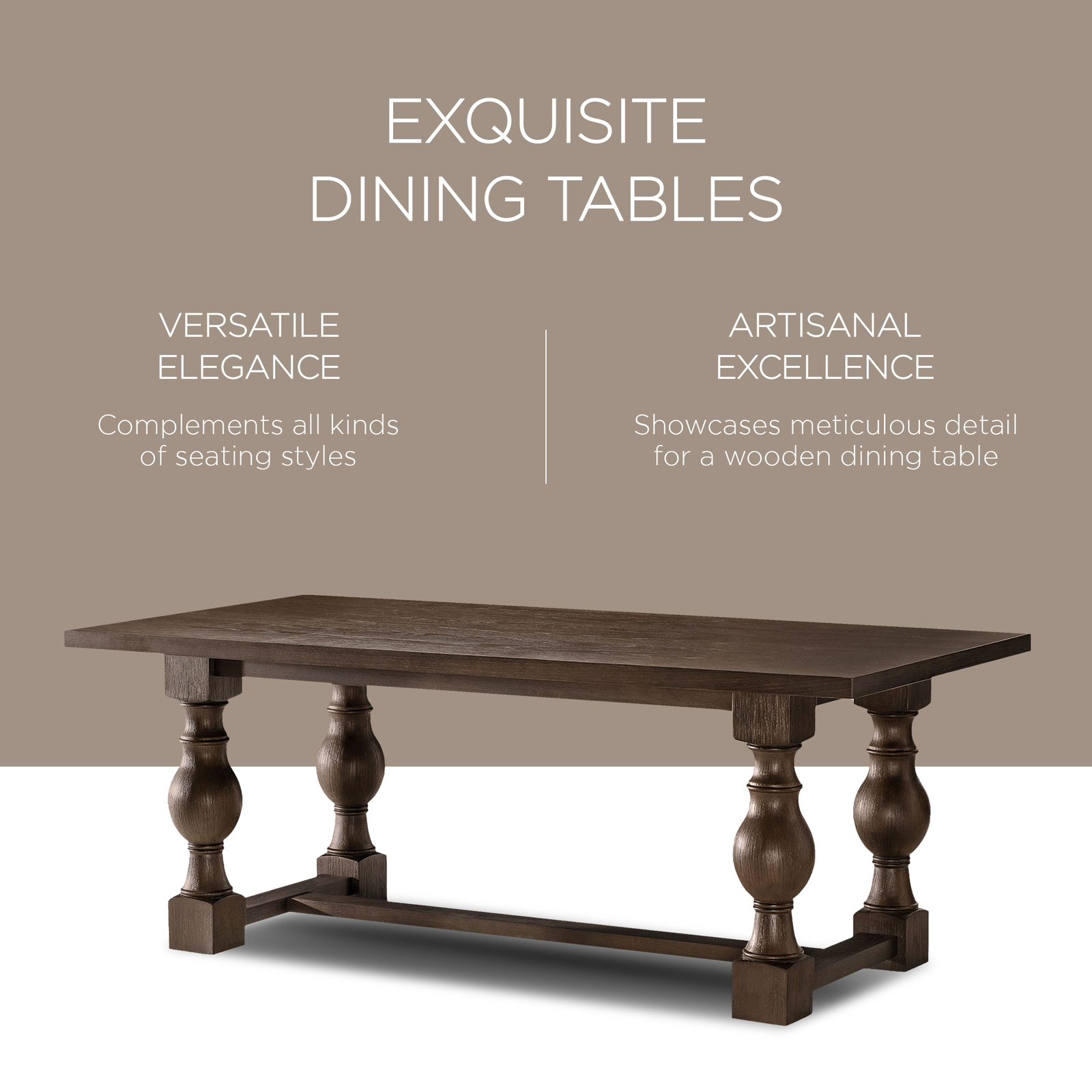 Maven Lane Leon Traditional Wooden Dining Table in Antiqued Brown Finish