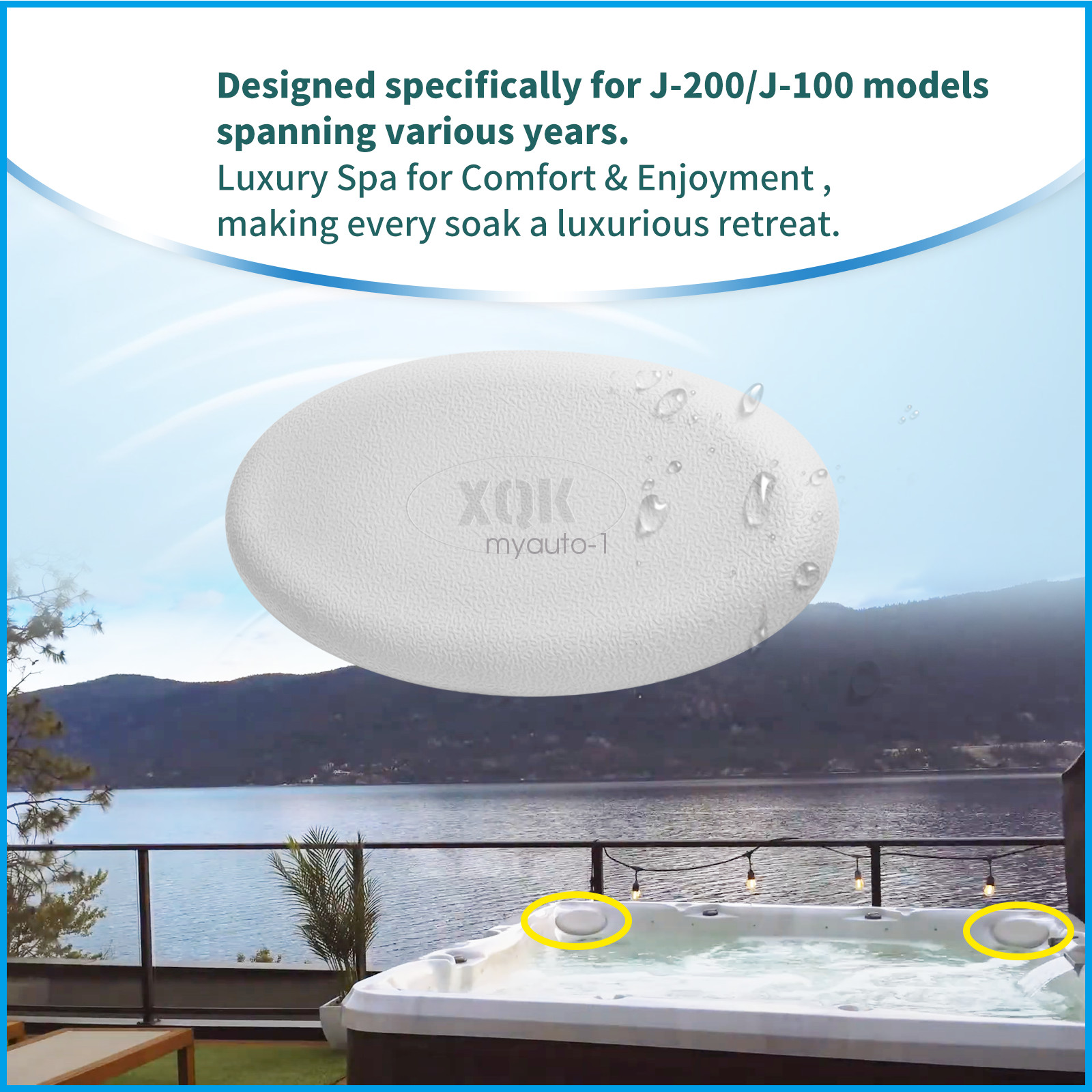 2472-828 2 Pack Oval Gray Snap-in Spa Pillow for Jacuzzi J-200 J-100 Series