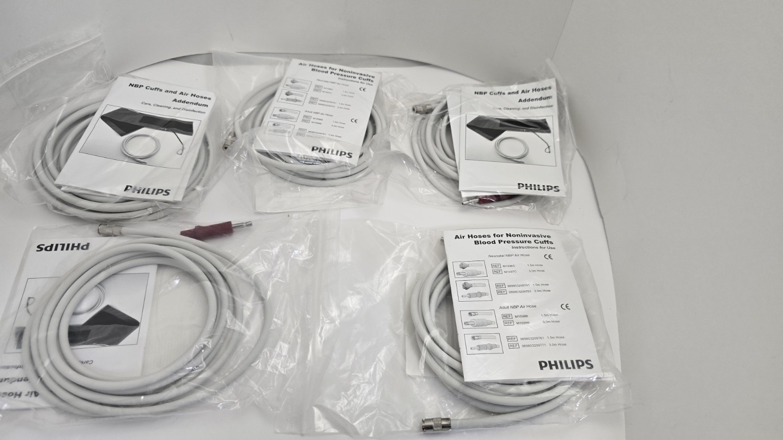 Lot of (5) Philips Adult NIBP BP Air Hose 3.0m 989803209771 New in Bags
