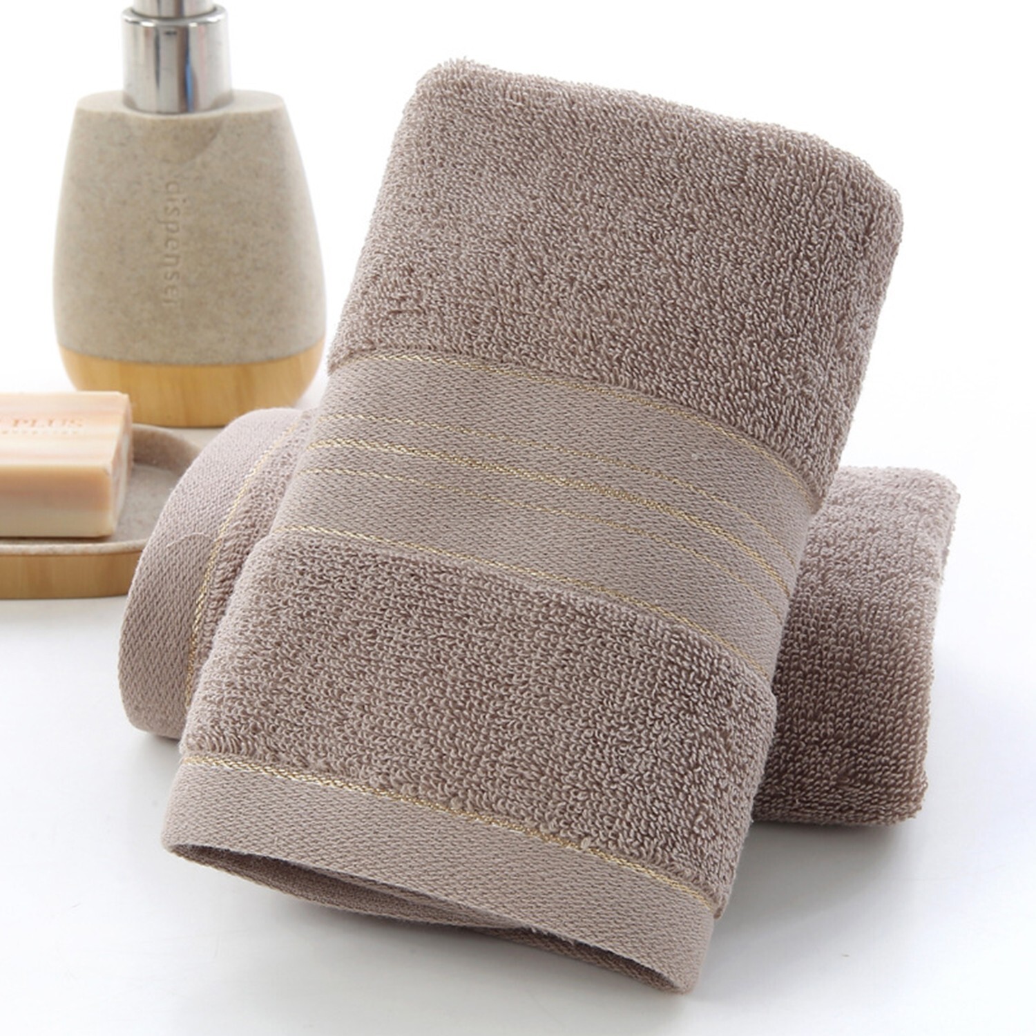100% Cotton Premium Soft Towel 3PCS Soft Gold Luxury Absorbent Face Cloth Bath