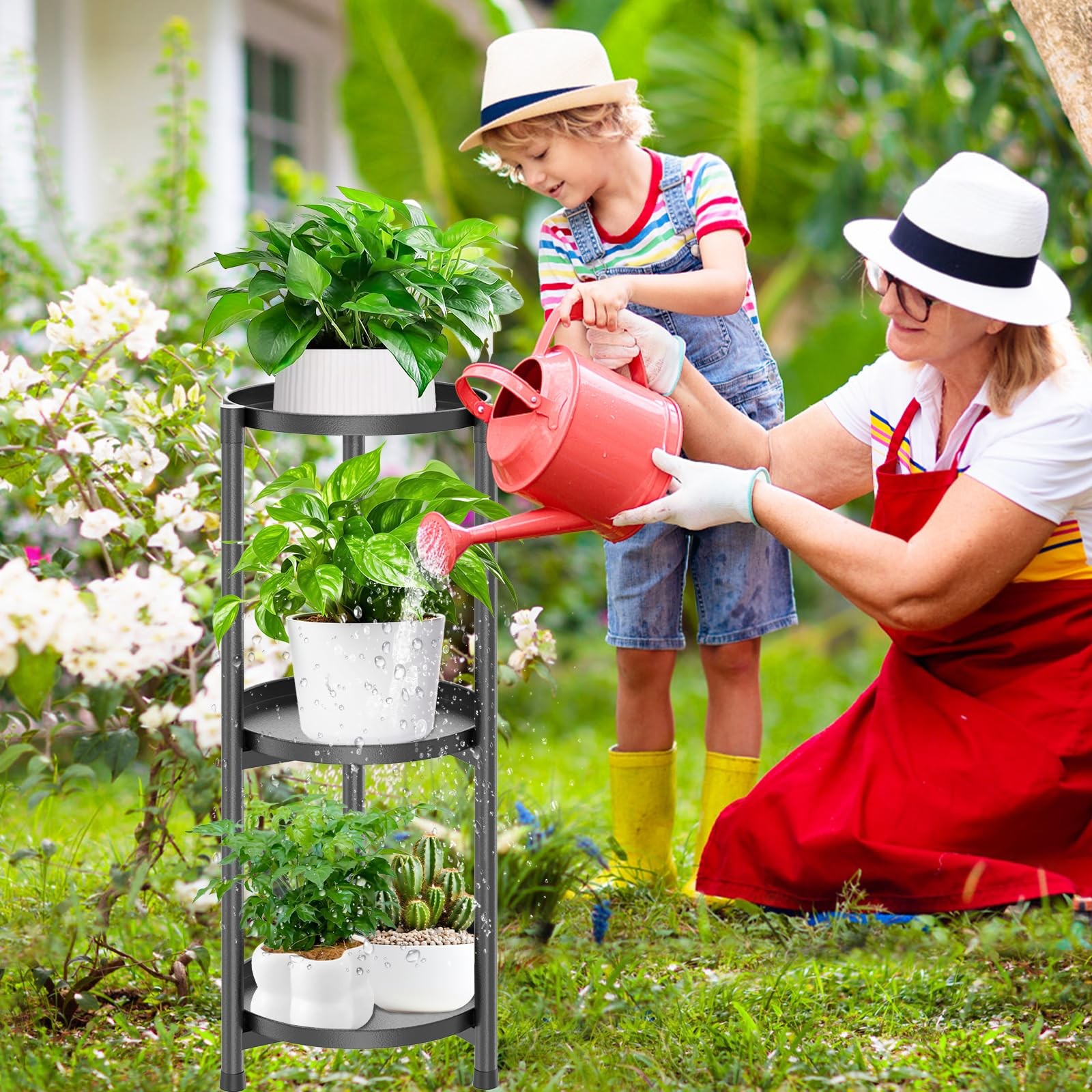 3 Tier Plant Stand Indoor, Black Metal Corner Tall Plant Stands for Multiple ...