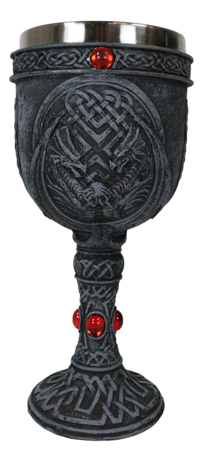 Ebros Celtic Winged Dragon Wine Goblet Chalice Resin Body Stainless Steel Liner
