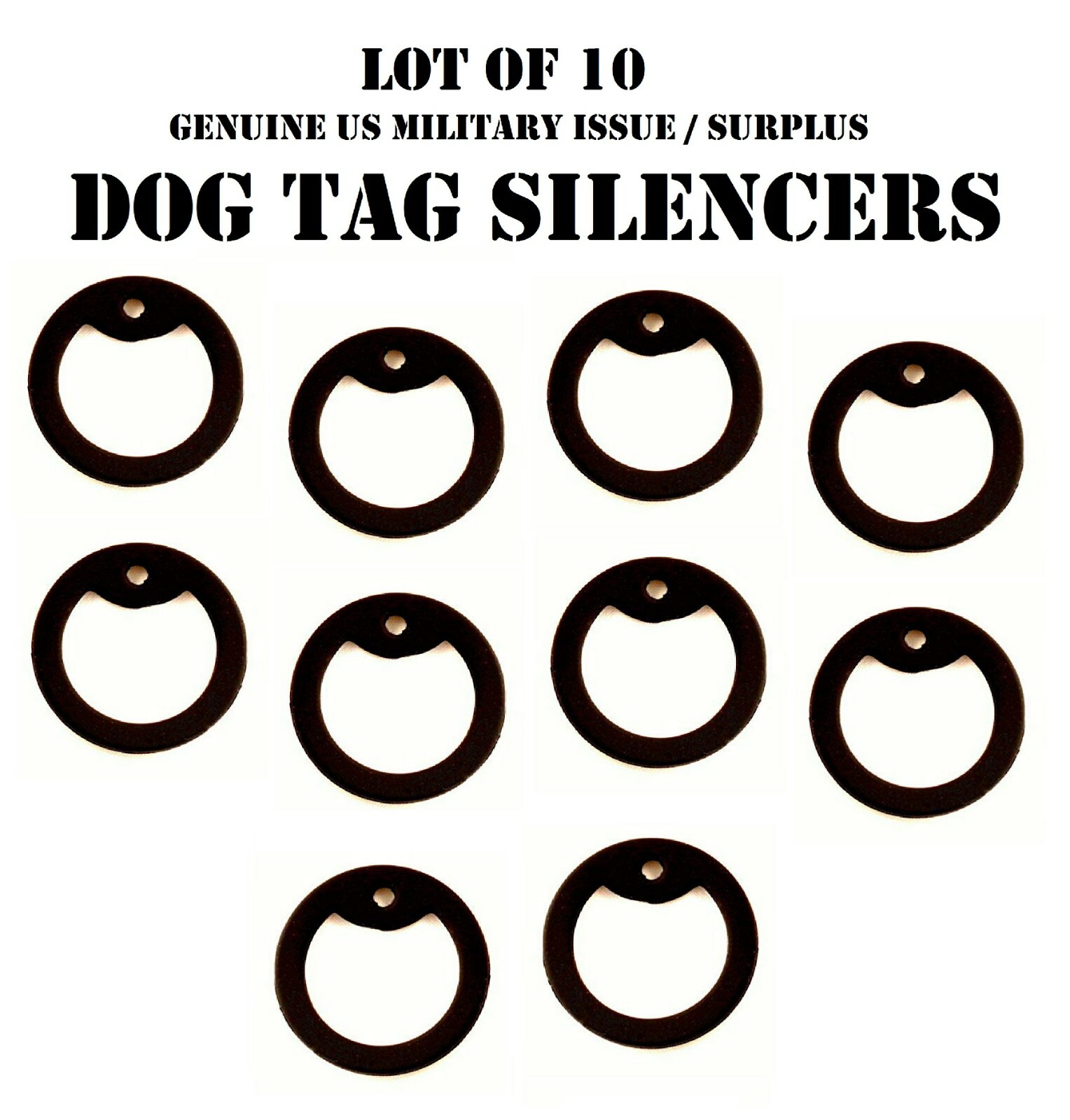 LOT of 10 DOG TAG TAGS SILENCER GENUINE US MILITARY USGI NECKLACE EDGE PROTECTOR