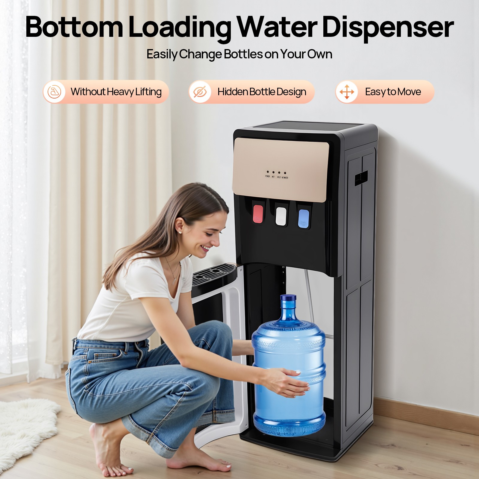 Bottom Loading Water Cooler Dispenser with Hot, Cold, and Room Temperature