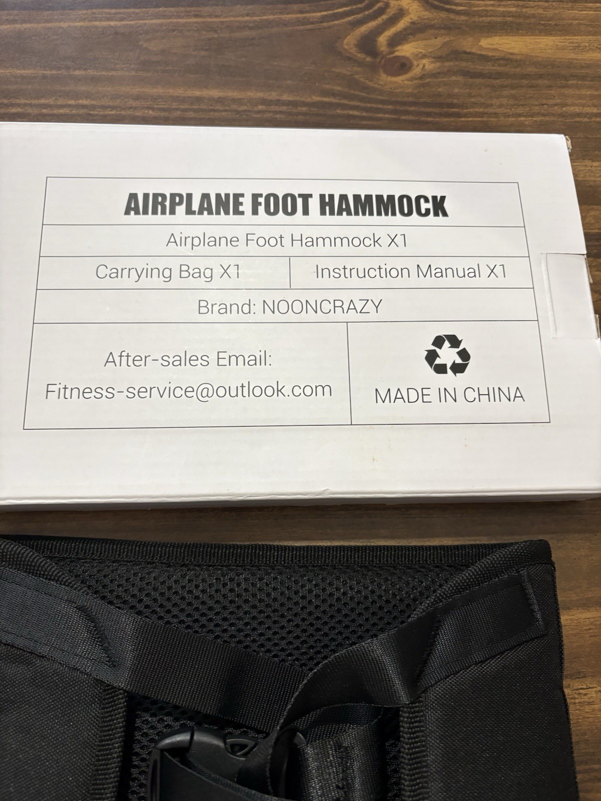 NoonCrazy Airplane Foot Hammock Black Comfort Easy Set Up Packable Lightweight