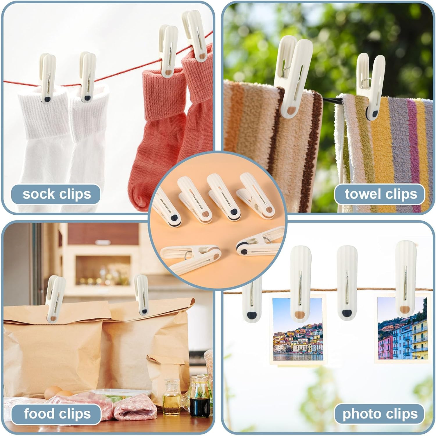 24 Pack Plastic Clothes Pins Heavy Duty Clothespins for Laundry, 2.36 Inch Cloth
