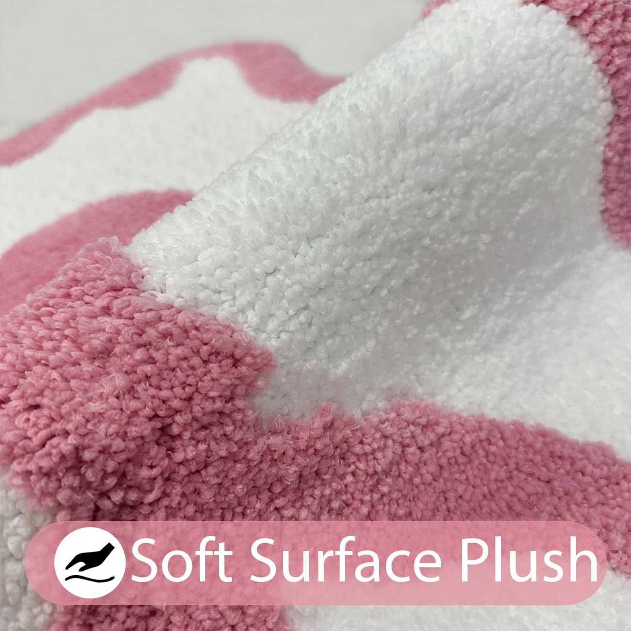 Scalloped Bow Bathroom Rugs Coquette Pink Cute Bath Rug Microfiber Water Abso...