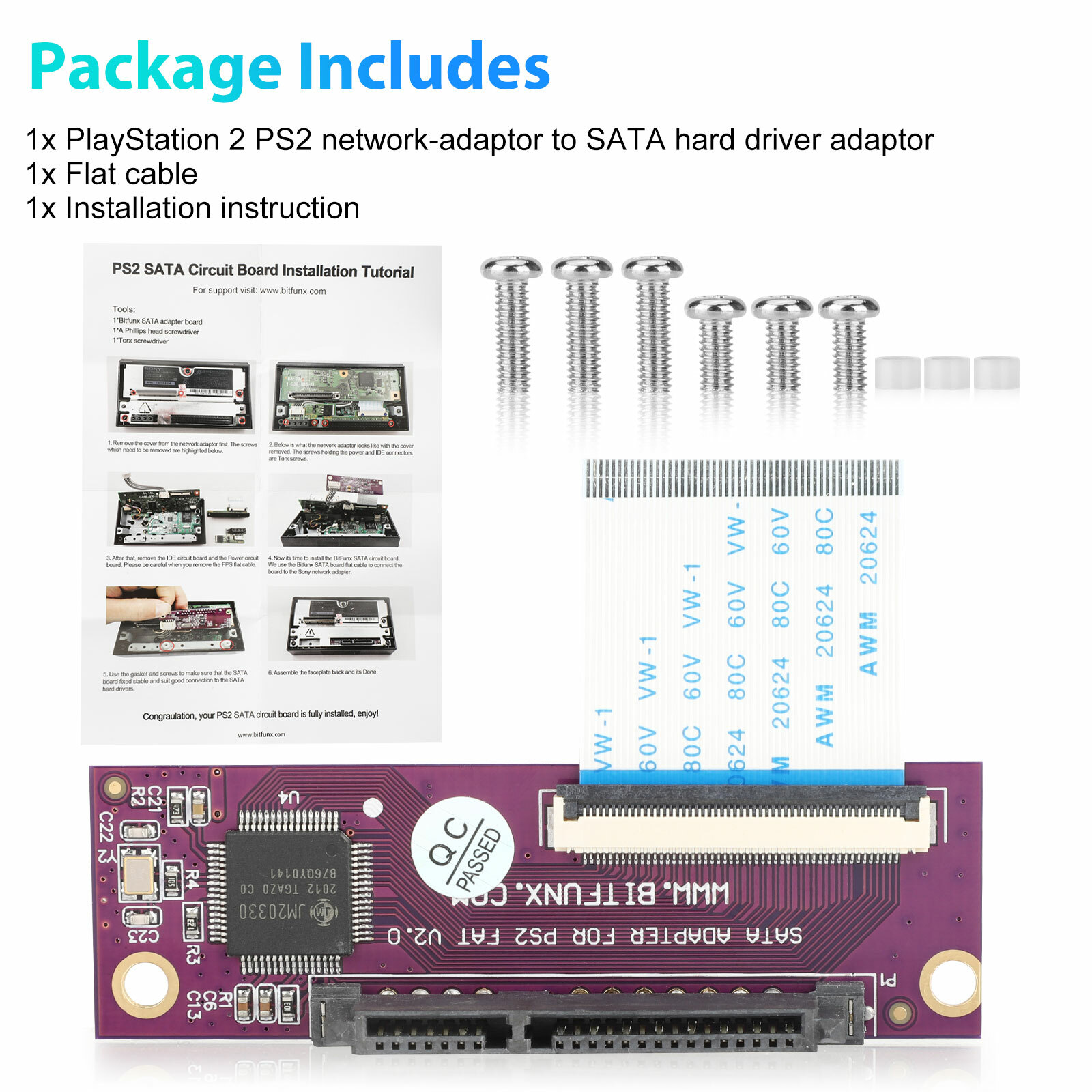 SATA Upgrade Hard Drive Adapter Kit for Sony PS2 PlayStation 2 Original Network