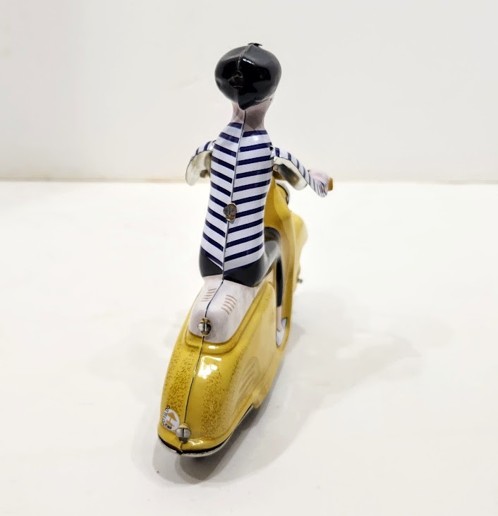 Tin Treasures SCOOTER GIRL Tin Wind-up Girl Riding Bike Toy with Box India