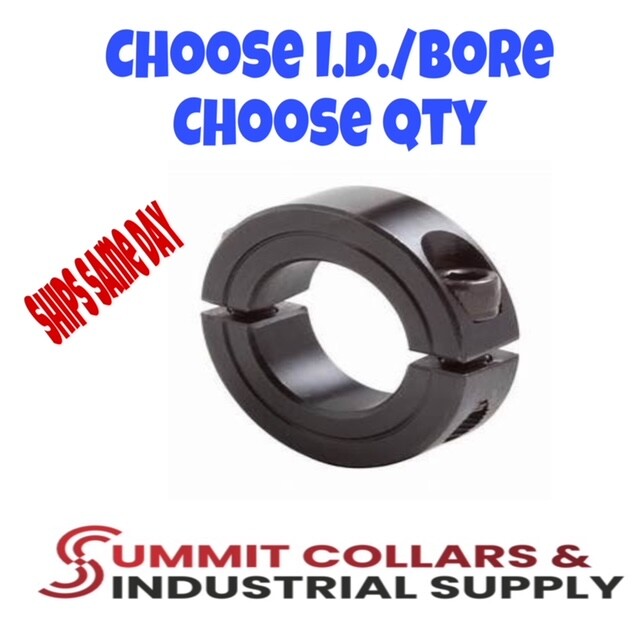 3/16” to 3-1/2” ID Double Split Shaft Collar BLACK OXIDE