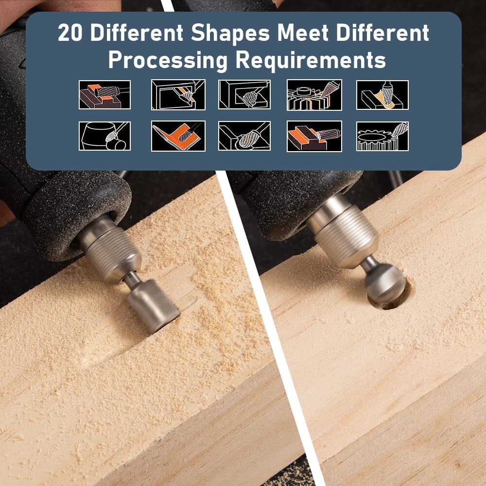 20X HSS Carbide Burr Set Rotary Drill Bits Grinder Carving Engraving for Dremel