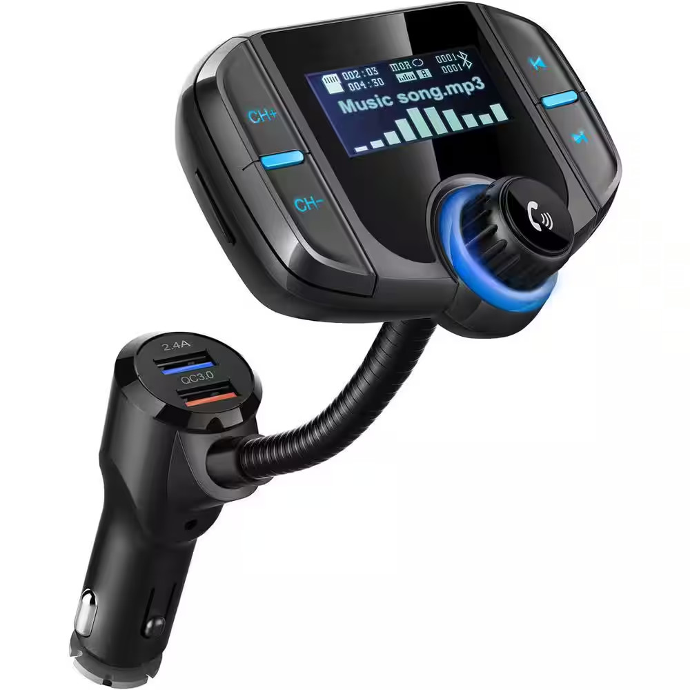 Bluetooth FM Transmitter Wireless Radio Adapter Car Kit with Display Dual USB Po